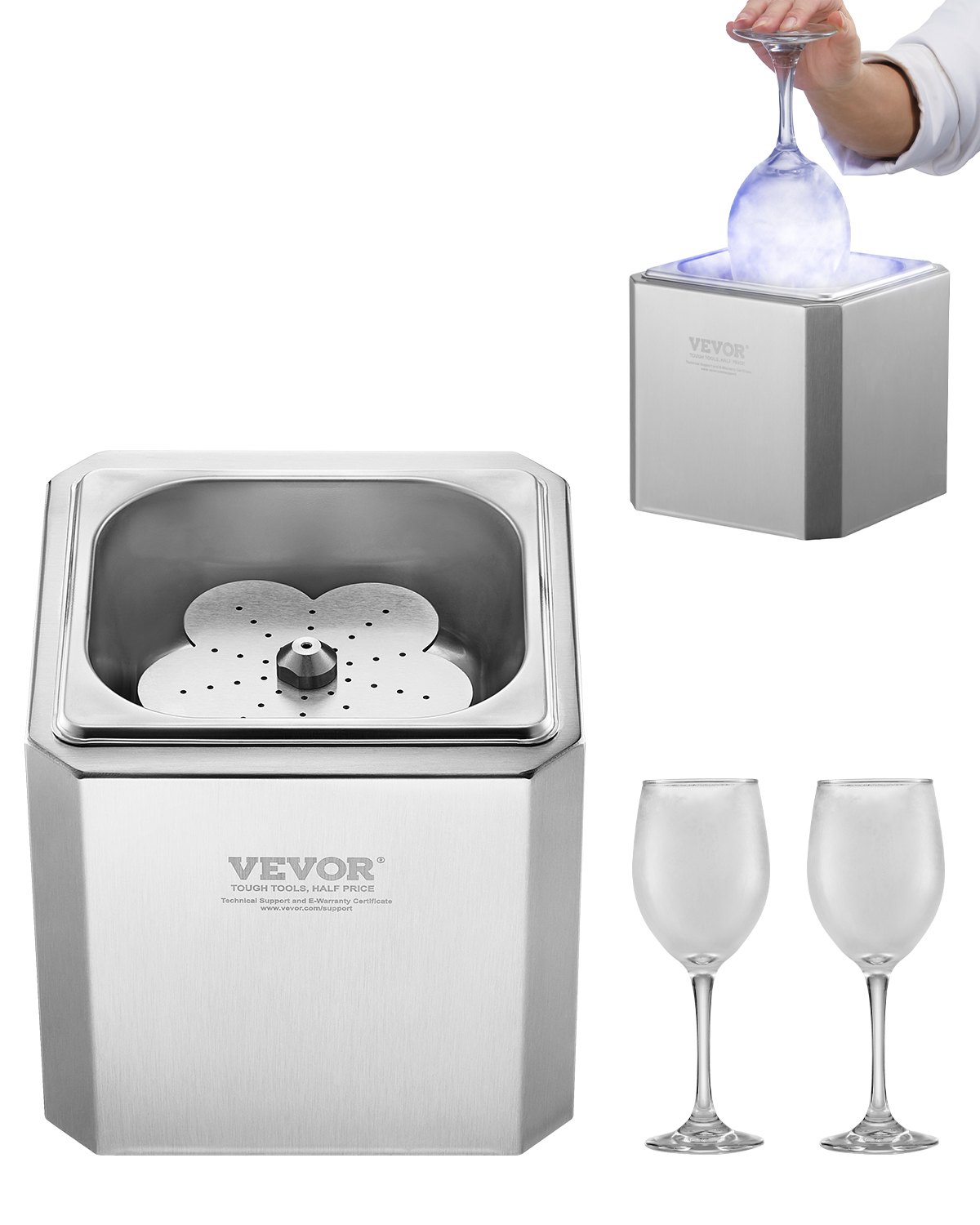 Glass Froster Chiller, CO2 Beer Glass Froster, 8-10 Seconds/Cup with LED Light, Instant Glass Chiller for Wine, Cocktail, Champagne, Mixed Drinks, Juice, Ideal for Bar, Restaurant, Home Kitchen - Image 1