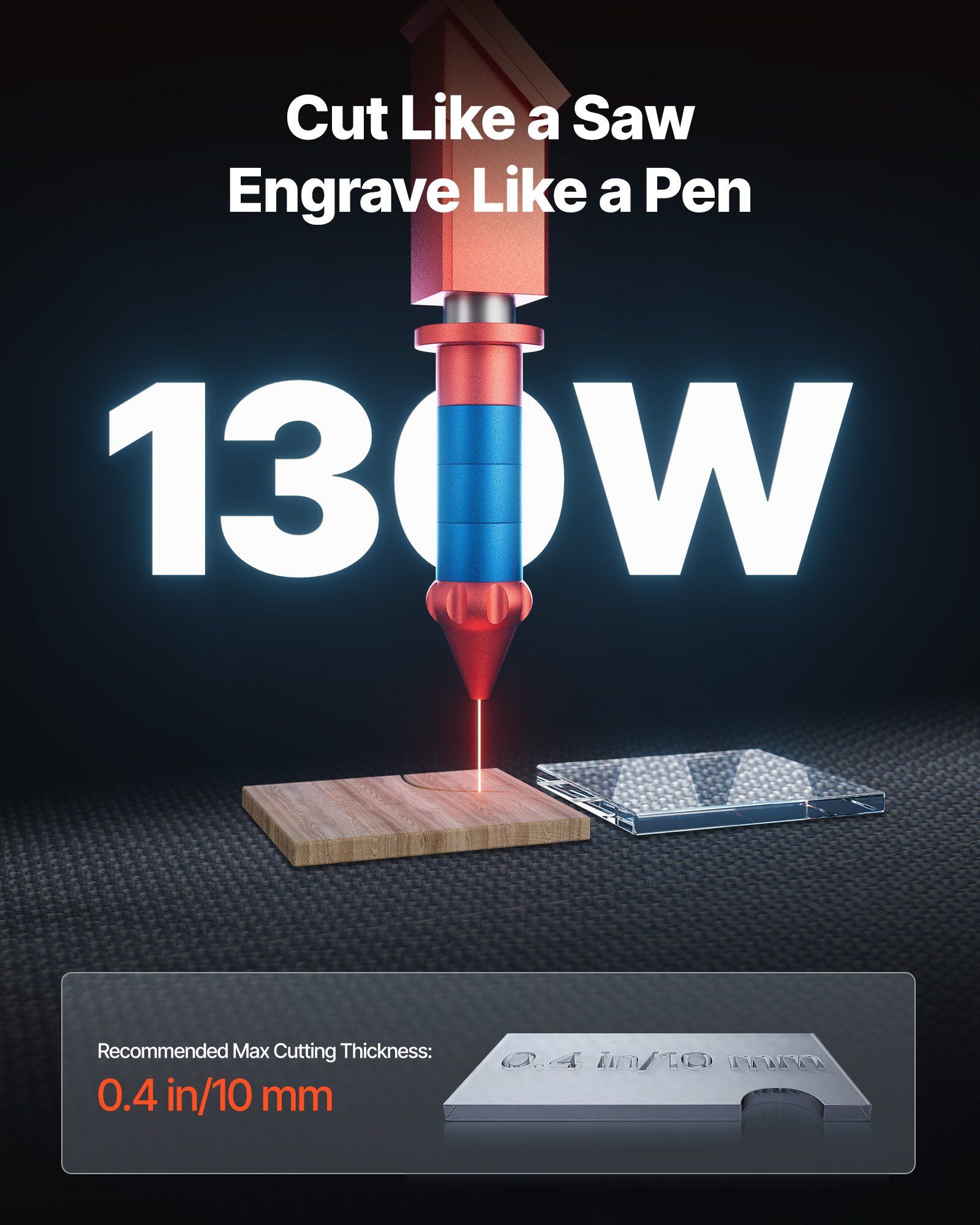 130W CO2 Laser Engraver, 1400 x 900 mm, CO2 Laser Engraver Cutter Machine with Water Chiller, 2 Way Pass Air Assist, 1200 mm/s Speed, Autofocus Engraving Cutting Machine, for Wood Acrylic Glass - Image 2