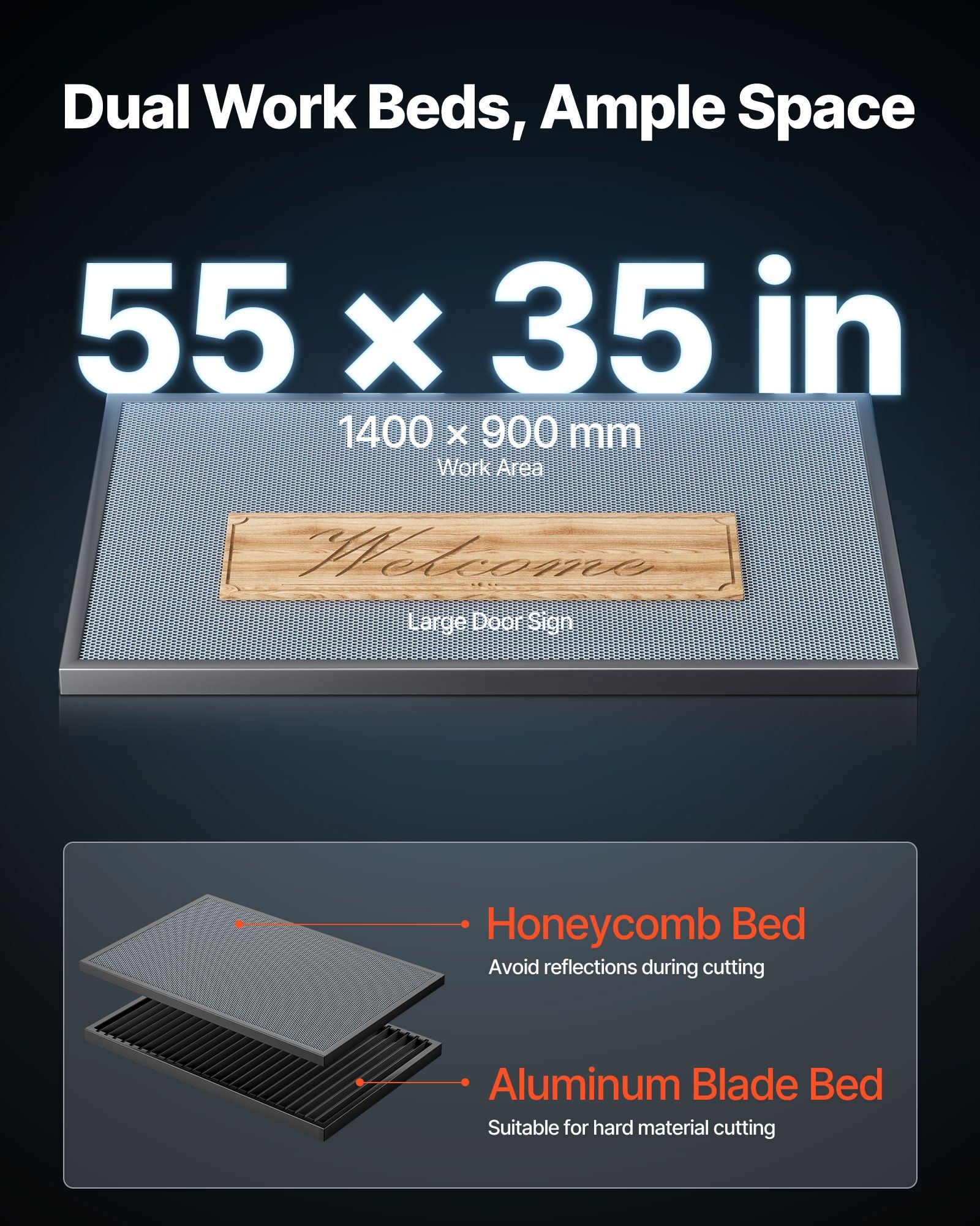 130W CO2 Laser Engraver, 1400 x 900 mm, CO2 Laser Engraver Cutter Machine with Water Chiller, 2 Way Pass Air Assist, 1200 mm/s Speed, Autofocus Engraving Cutting Machine, for Wood Acrylic Glass - Image 5
