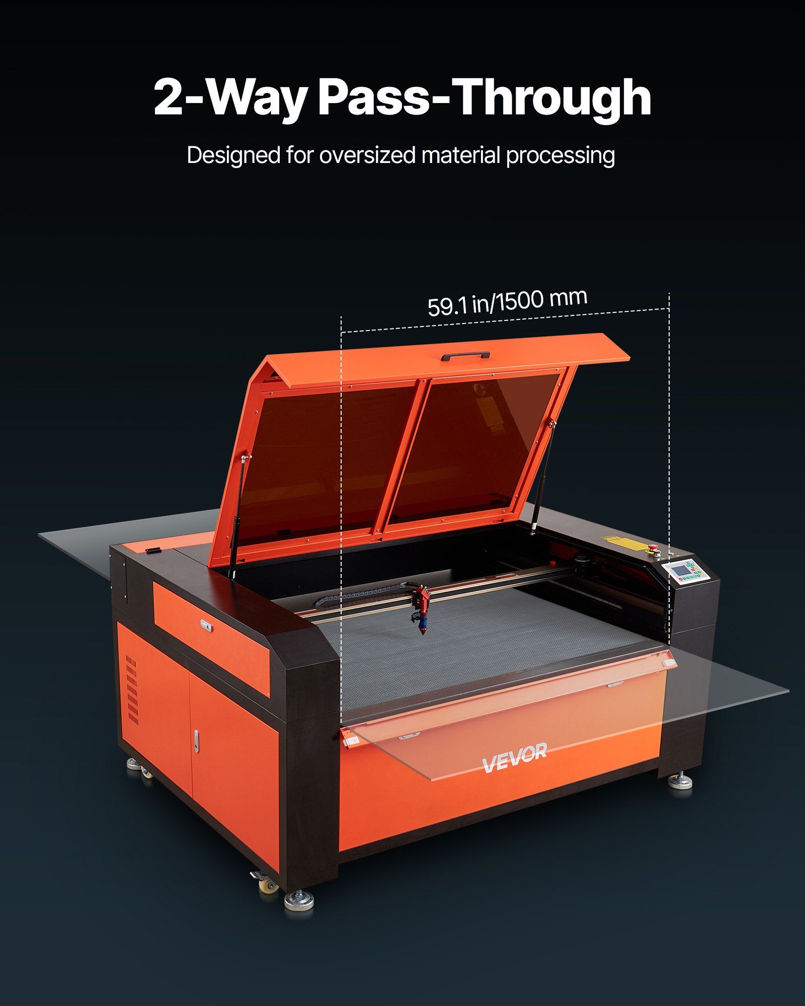 130W CO2 Laser Engraver, 1400 x 900 mm, CO2 Laser Engraver Cutter Machine with Water Chiller, 2 Way Pass Air Assist, 1200 mm/s Speed, Autofocus Engraving Cutting Machine, for Wood Acrylic Glass - Image 6