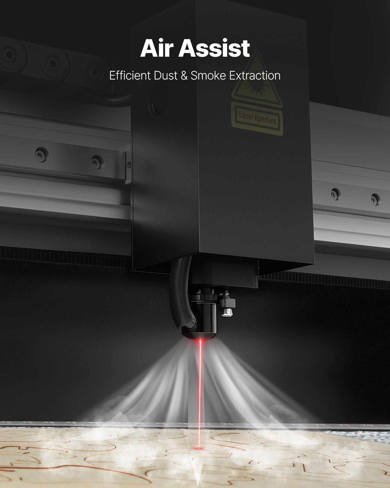 55W CO2 Laser Engraver, 500 x 300 mm, Desktop CO2 Laser Engraver and Cutter Machine with 16MP Camera, Water Pump, Rotary Axis, Compatible with LightBurn CorelDRAW RDWorks, for Wood Acrylic Glass - Image 6