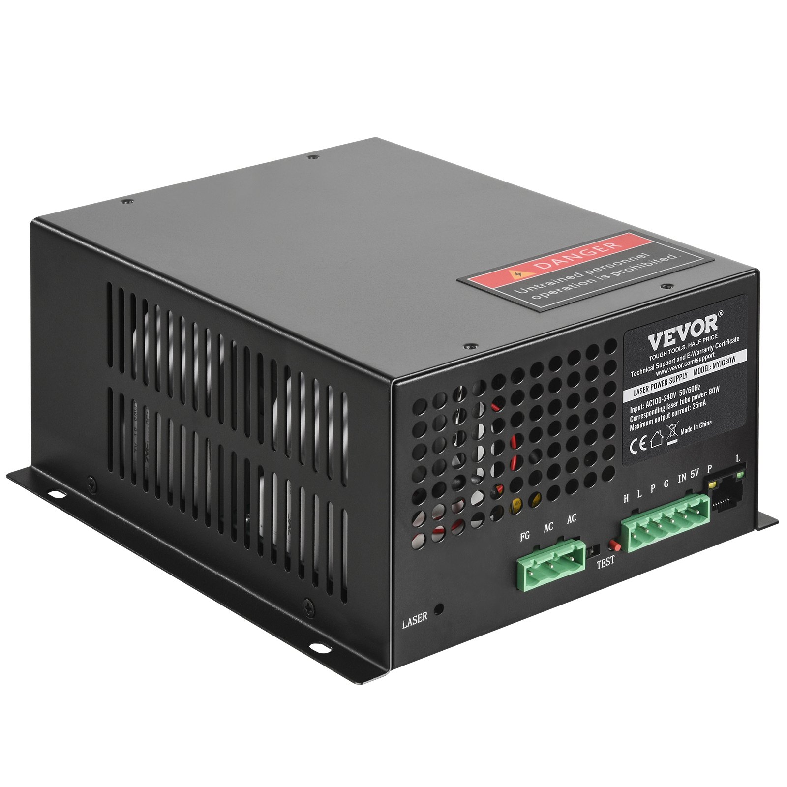 CO2 Laser Power Supply, 80W, Power Supply for 80W Laser Tube, Constant Current Protection, Open Circuit Protection, Fast Heat Dissipation, Compatible for Multi-brand Laser Engravers & Cutters - Image 1