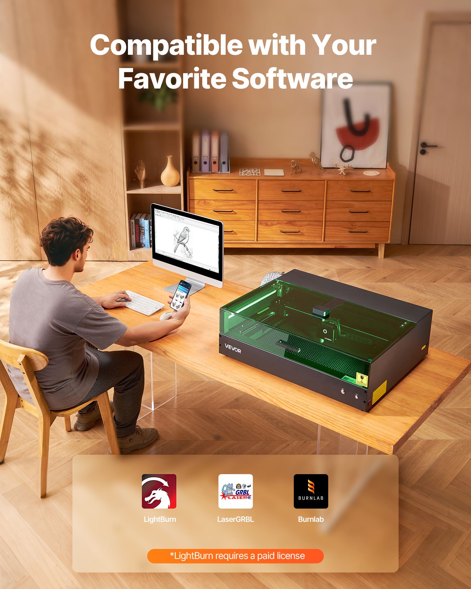Laser Engraver, 20W, Laser Engraving and Cutting Machine with Enclosure Camera, Laser Cutter, 36000 mm/min, 500 x 320 mm Working Area, for Wood, Leather, Glass, Paper, Certain Metal, Class 1 - Image 6