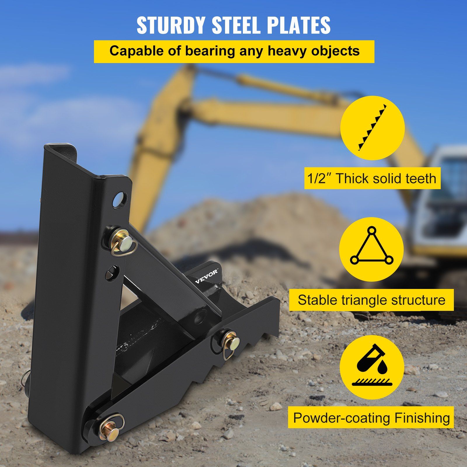 45.7 cm Backhoe Thumb, 12 mm Teeth Thickness Heavy Duty Excavator Thumb, Black Steel Weld On Thumb Attachments with 12mm Bolt-On Design Adjustable Mechanical Thumb for Backhoe/Excavator - Image 4