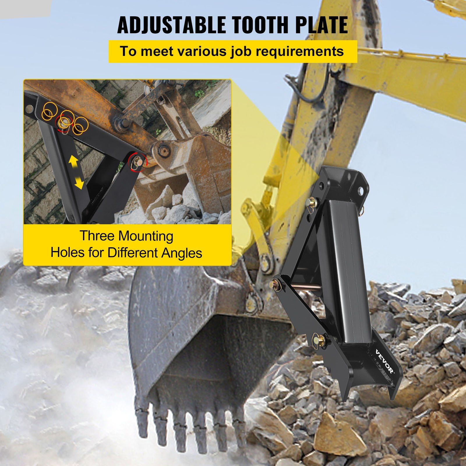 45.7 cm Backhoe Thumb, 12 mm Teeth Thickness Heavy Duty Excavator Thumb, Black Steel Weld On Thumb Attachments with 12mm Bolt-On Design Adjustable Mechanical Thumb for Backhoe/Excavator - Image 6