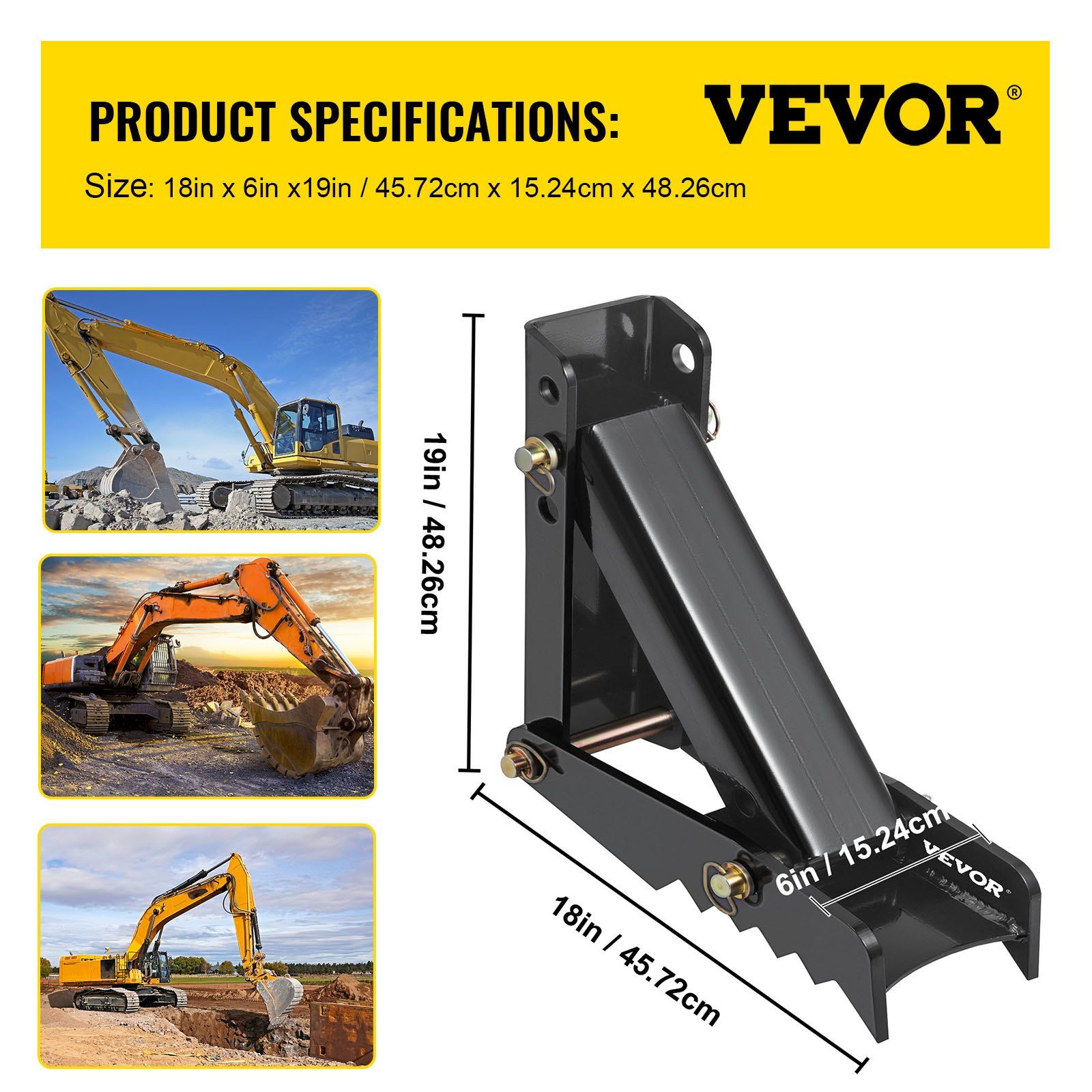 45.7 cm Backhoe Thumb, 12 mm Teeth Thickness Heavy Duty Excavator Thumb, Black Steel Weld On Thumb Attachments with 12mm Bolt-On Design Adjustable Mechanical Thumb for Backhoe/Excavator - Image 7