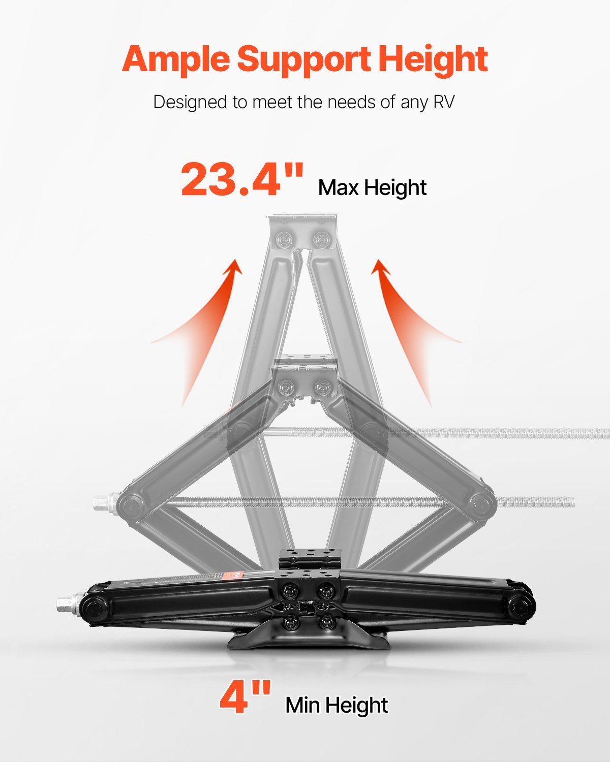 2268 kg RV Scissor Jacks, 10.3-59.5 cm RV Stabilizer Leveling Scissor Jacks, Set of 2, Heavy Duty Stabilizer Jack with Crank Handle, Socket and Bubble Levels, Not Easily Bent or Deformed - Image 3
