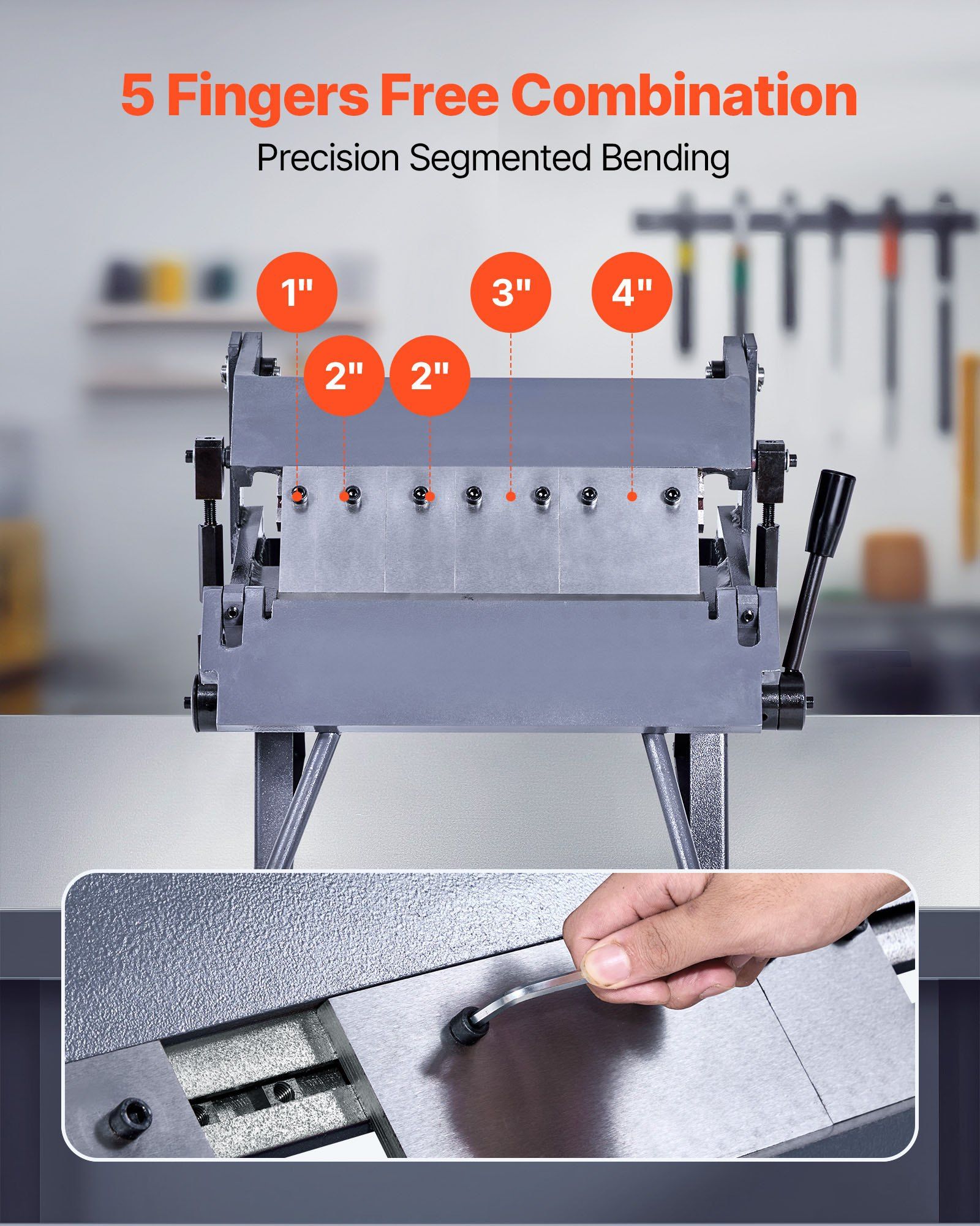 Box and Pan Brake, 305 mm Sheet Metal Bending Brake, 20-Gauge Mild Steel Capacity, 0-135 Degree Adjustable, Metal Bender Machine with 5 Fingers, Heavy-Duty Aluminum Folder for Precise Bending - Image 4