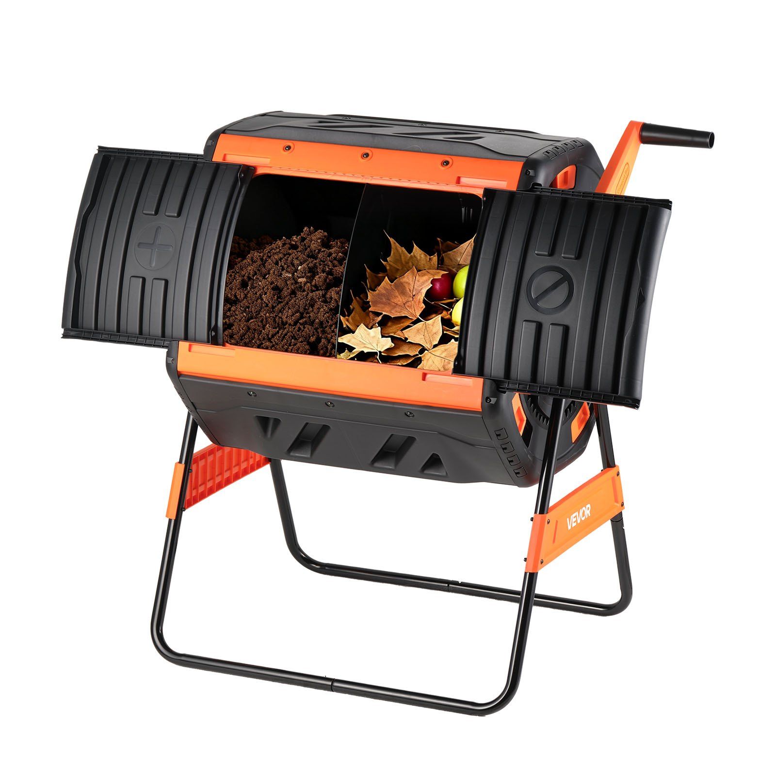 Compost Tumbler, 200L Dual Chamber Outdoor Tumbling Composter with 2 Sliding Doors and Aeration System, Large Easy-Turn Fast Rotating Composting Bin for Outside, Garden, Kitchen, and Yard Waste - Image 1