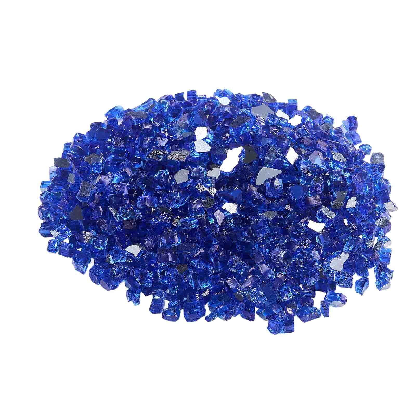 Fire Glass, 20LBS / 9KG High-Temperature Resistant Fireplace Rocks, 1/2-Inch / 12.7 mm Reflective & Smokeless Firepit Glass Rock, High Luster Stone Landscaping for Fire Pit Table, Cobalt Blue - Image 1