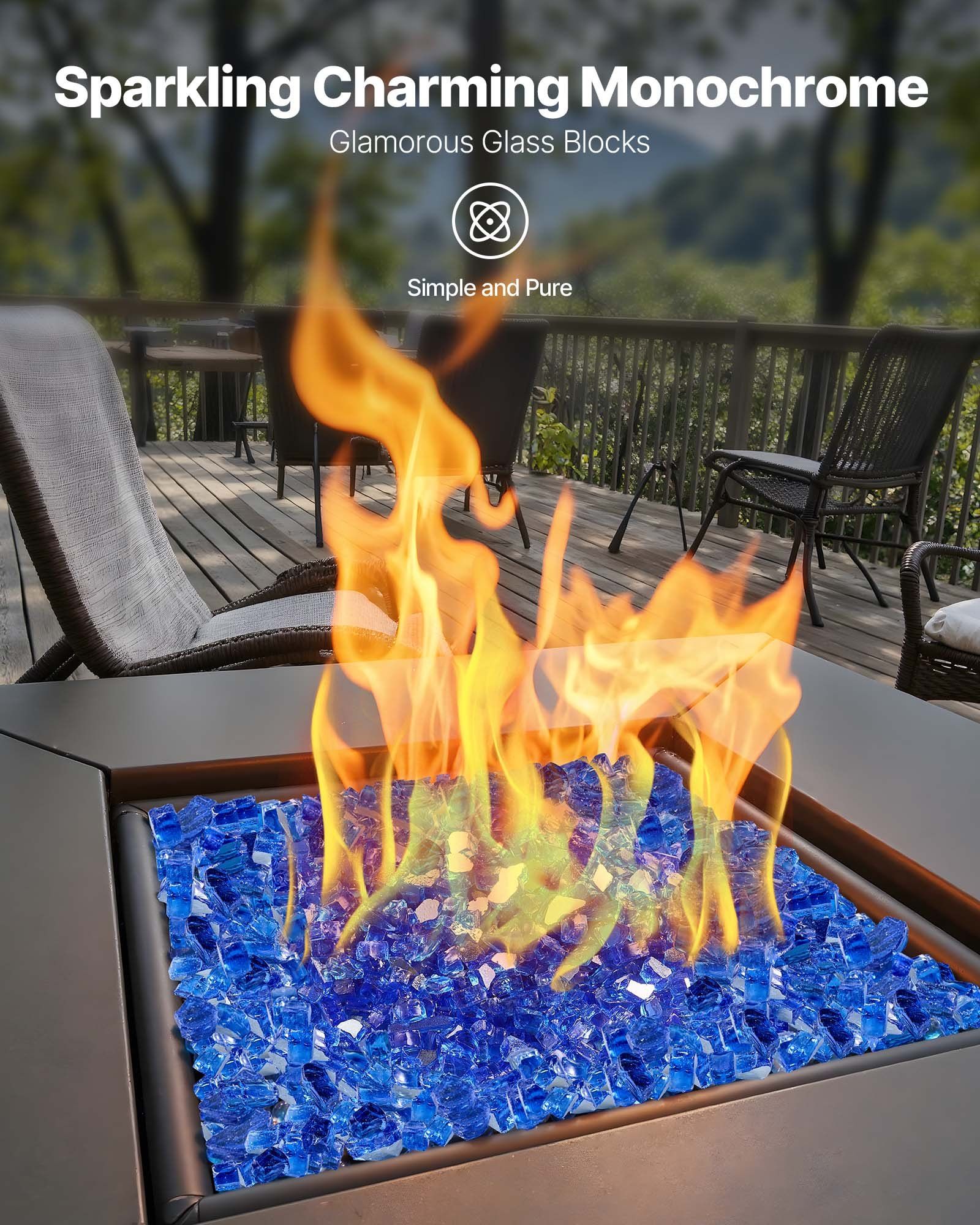 Fire Glass, 20LBS / 9KG High-Temperature Resistant Fireplace Rocks, 1/2-Inch / 12.7 mm Reflective & Smokeless Firepit Glass Rock, High Luster Stone Landscaping for Fire Pit Table, Cobalt Blue - Image 2