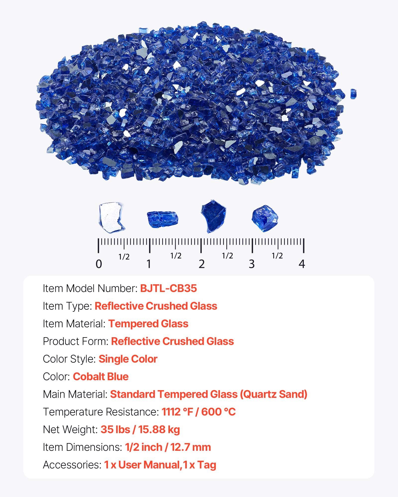 Fire Glass, 20LBS / 9KG High-Temperature Resistant Fireplace Rocks, 1/2-Inch / 12.7 mm Reflective & Smokeless Firepit Glass Rock, High Luster Stone Landscaping for Fire Pit Table, Cobalt Blue - Image 7