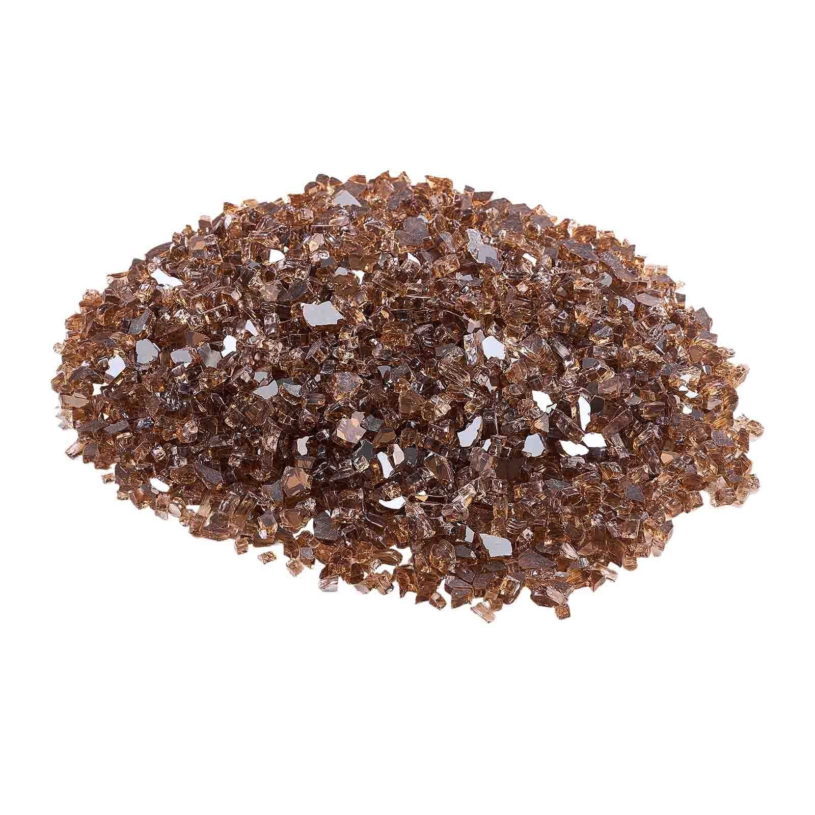 Fire Glass, 10 LBS / 4.5 KG High-Temperature Resistant Fireplace Rocks, 1/4-Inch / 6.35 mm Reflective & Smokeless Firepit Glass Rock, High Luster Stone Landscaping for Fire Pit Table, Copper - Image 1