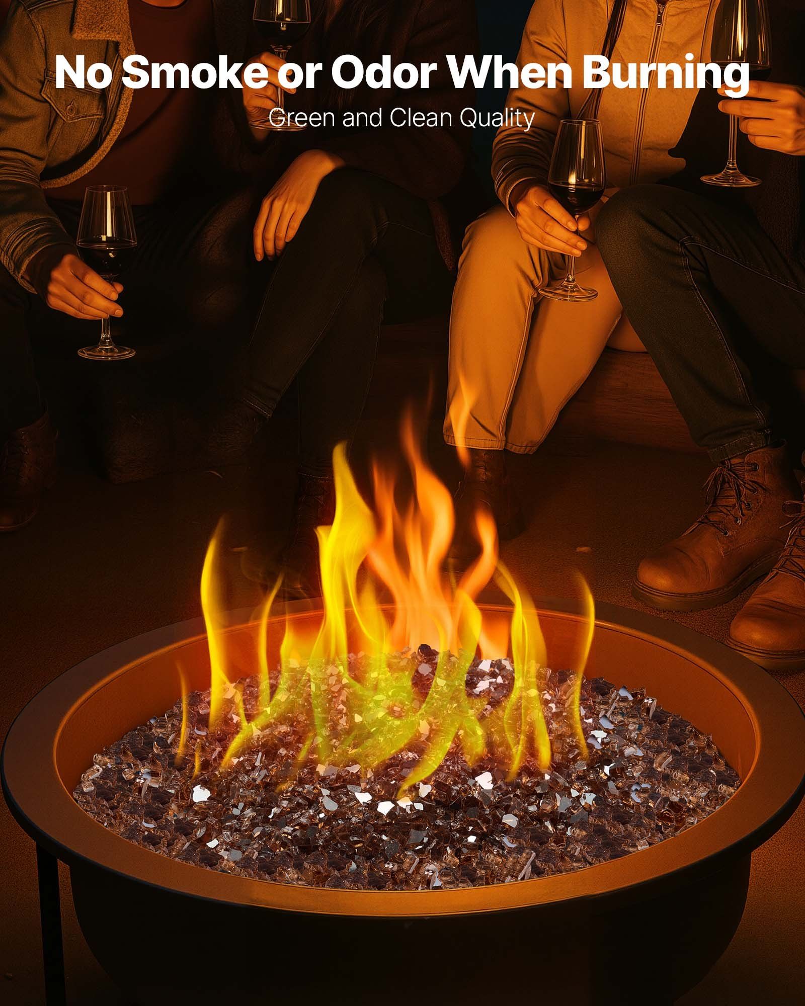 Fire Glass, 10 LBS / 4.5 KG High-Temperature Resistant Fireplace Rocks, 1/4-Inch / 6.35 mm Reflective & Smokeless Firepit Glass Rock, High Luster Stone Landscaping for Fire Pit Table, Copper - Image 4