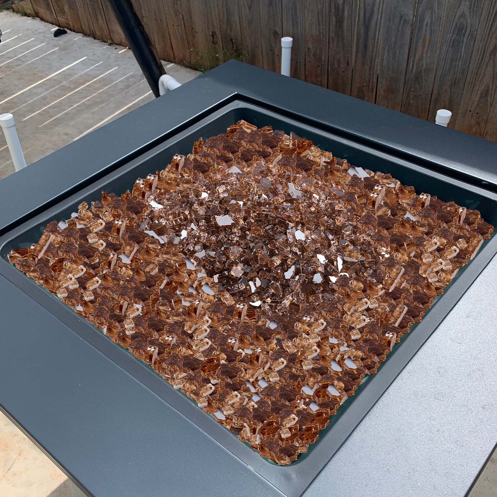 Fire Glass, 10 LBS / 4.5 KG High-Temperature Resistant Fireplace Rocks, 1/4-Inch / 6.35 mm Reflective & Smokeless Firepit Glass Rock, High Luster Stone Landscaping for Fire Pit Table, Copper - Image 8