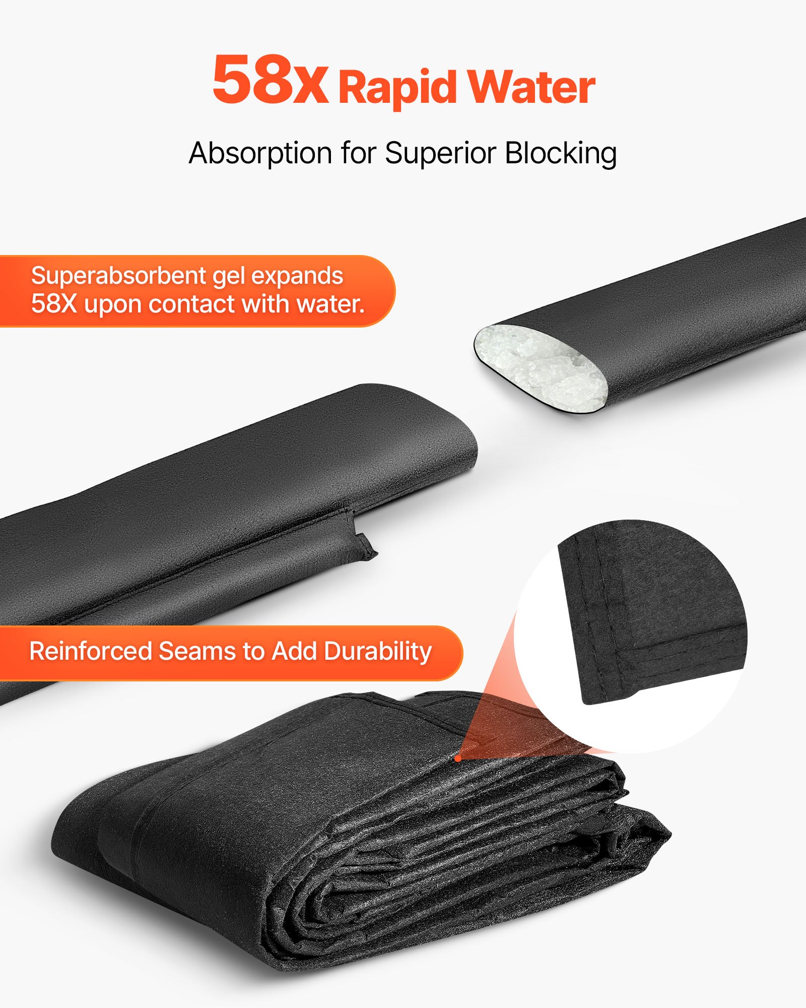 Flood Barrier, 8 Pack, 480 x 435 mm Flood Bags Activated by Water, Reusable Water Absorbent Barrier, Sandless Sandbags Blockage, Flooding Prevention Bags for Home, Doorway, Basement, Garage - Image 3