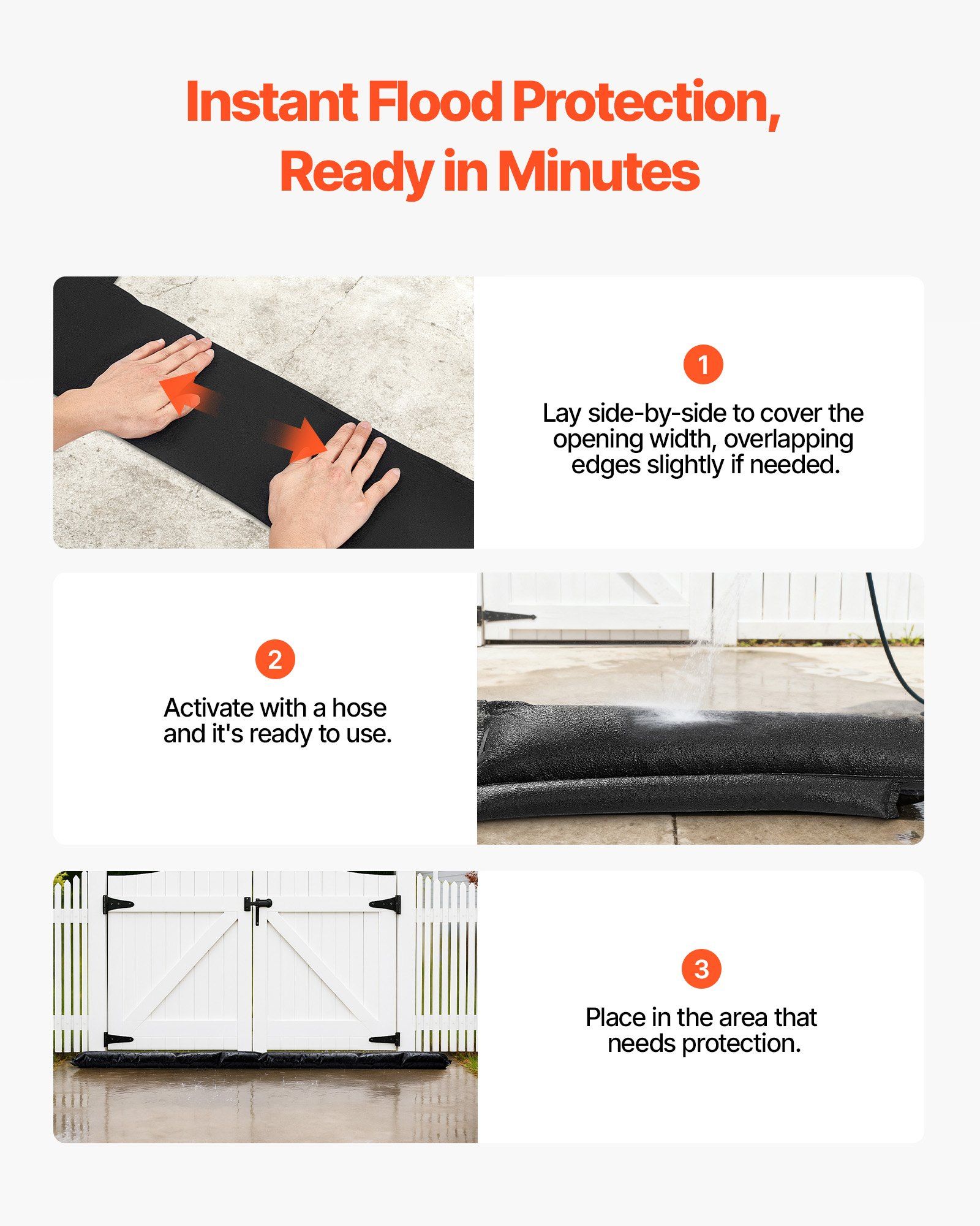 Flood Barrier, 4 Pack, 1530 x 210 mm Flood Bags Activated by Water, Reusable Water Absorbent Barrier, Sandless Sandbags Blockage, Flooding Prevention Bags for Home, Doorway, Basement, Garage - Image 4