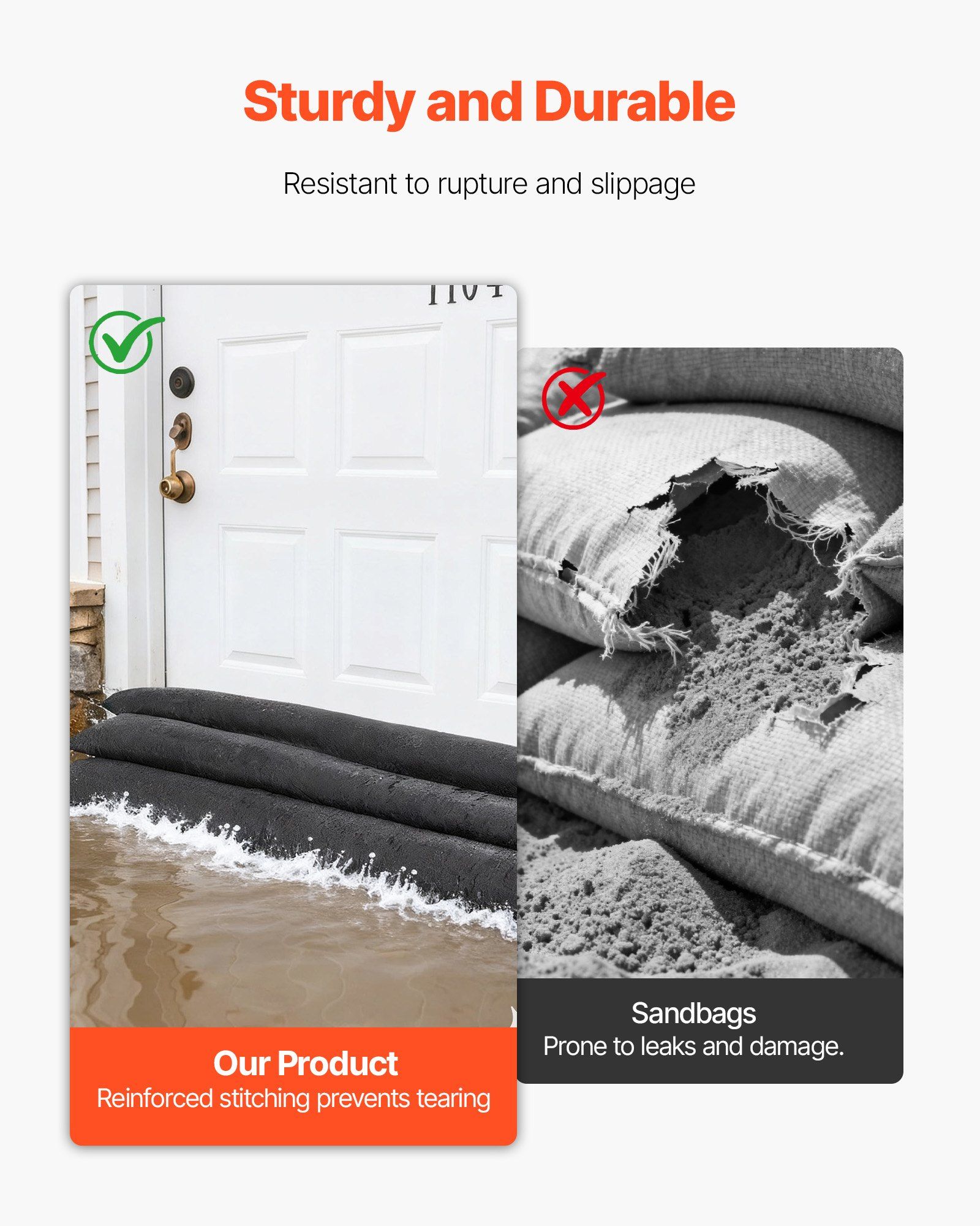 Flood Barrier, 4 Pack, 1530 x 210 mm Flood Bags Activated by Water, Reusable Water Absorbent Barrier, Sandless Sandbags Blockage, Flooding Prevention Bags for Home, Doorway, Basement, Garage - Image 5
