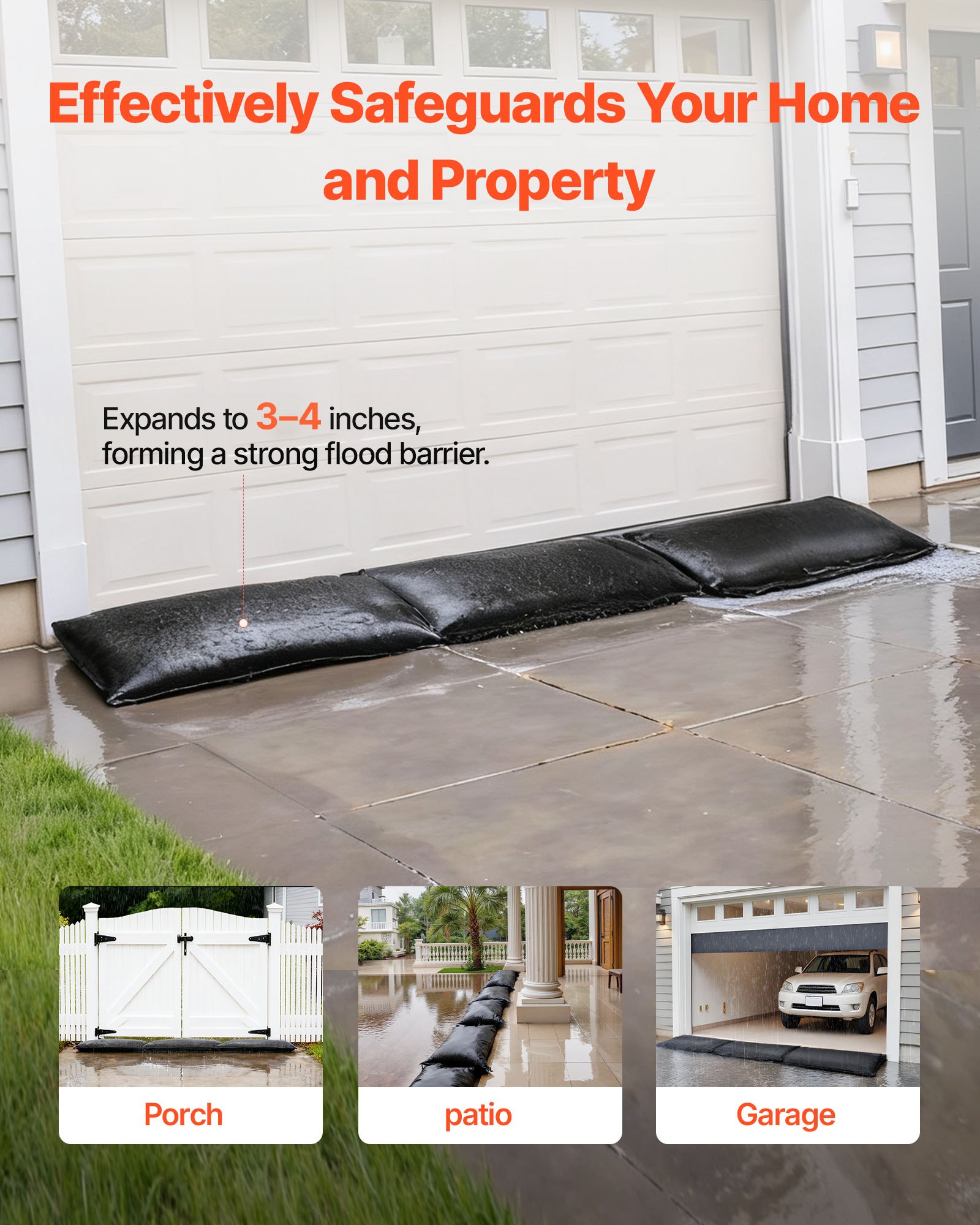 Flood Barrier, 10 Pack, 430 x 830 mm Flood Bags with Bucket, Reusable Water Absorbent Barrier Activated by Water, Sandless Sandbags Blockage, Flooding Prevention Bags for Door, Basement, Garage - Image 2