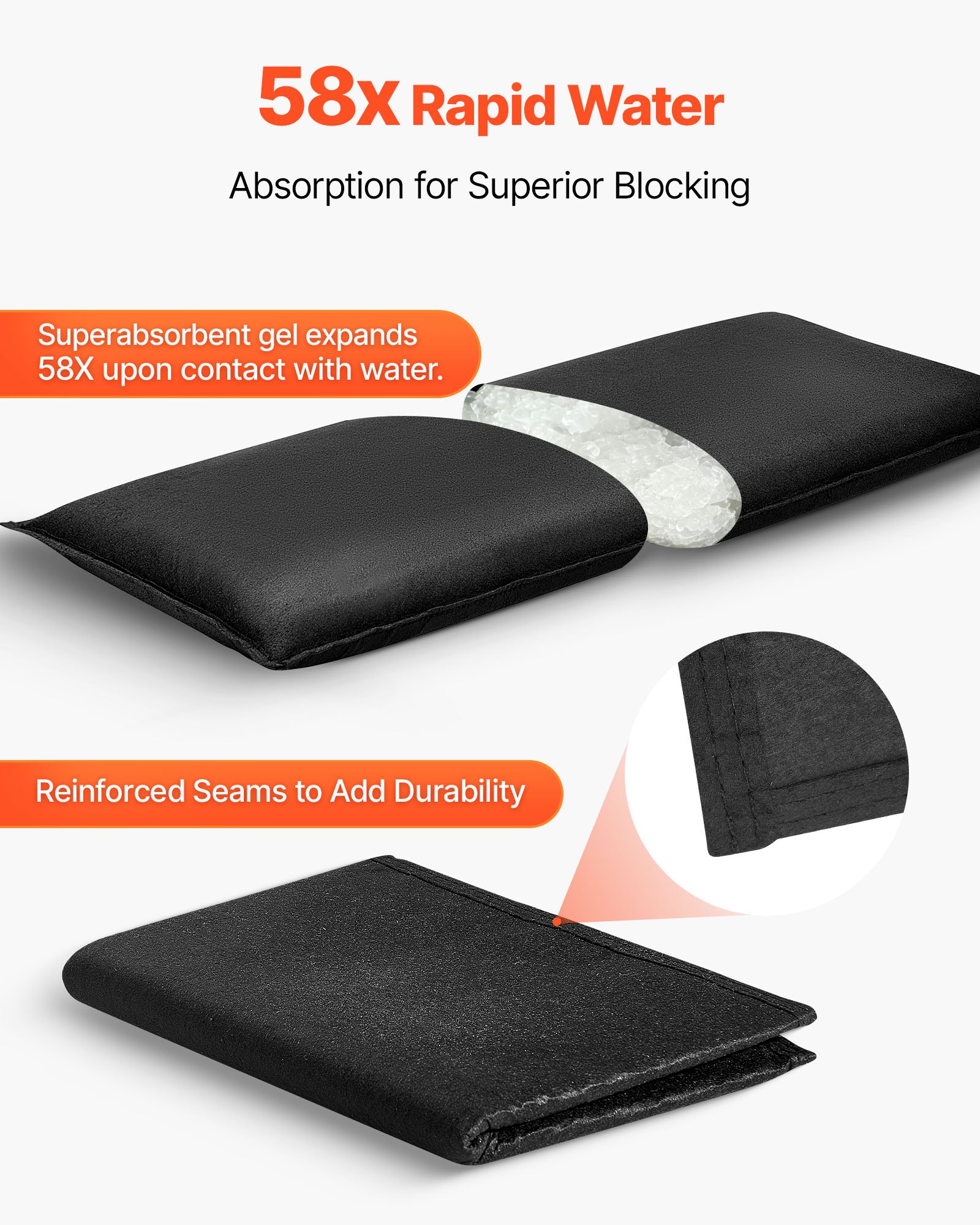Flood Barrier, 10 Pack, 430 x 830 mm Flood Bags with Bucket, Reusable Water Absorbent Barrier Activated by Water, Sandless Sandbags Blockage, Flooding Prevention Bags for Door, Basement, Garage - Image 3