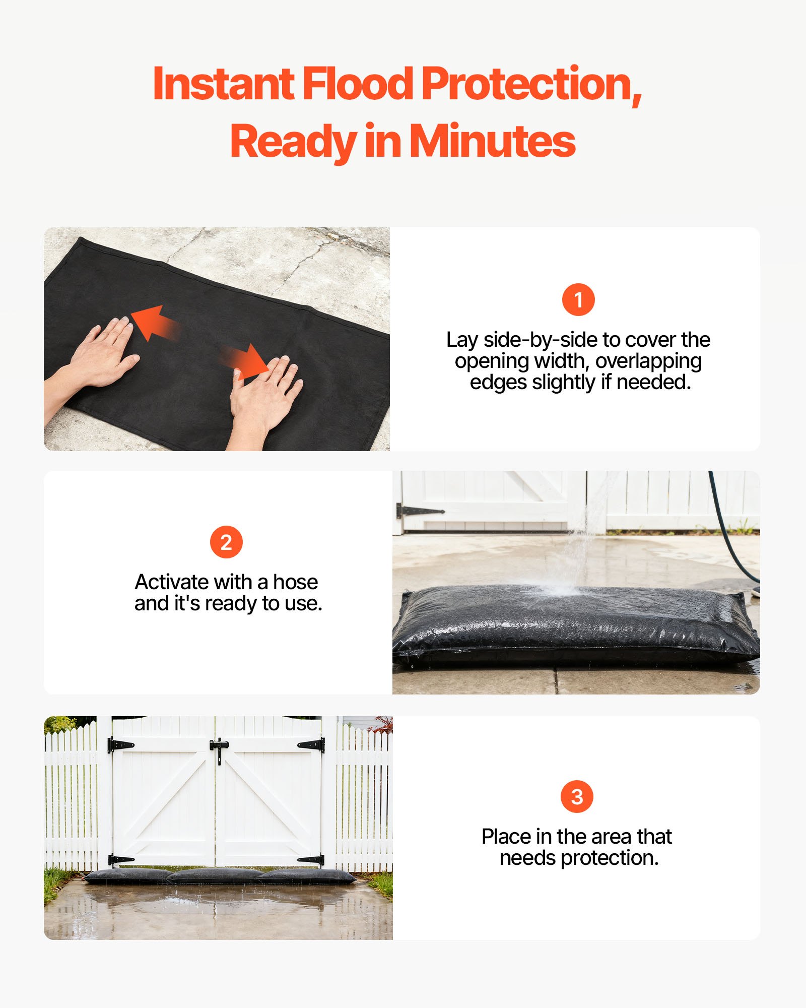 Flood Barrier, 10 Pack, 430 x 830 mm Flood Bags with Bucket, Reusable Water Absorbent Barrier Activated by Water, Sandless Sandbags Blockage, Flooding Prevention Bags for Door, Basement, Garage - Image 4