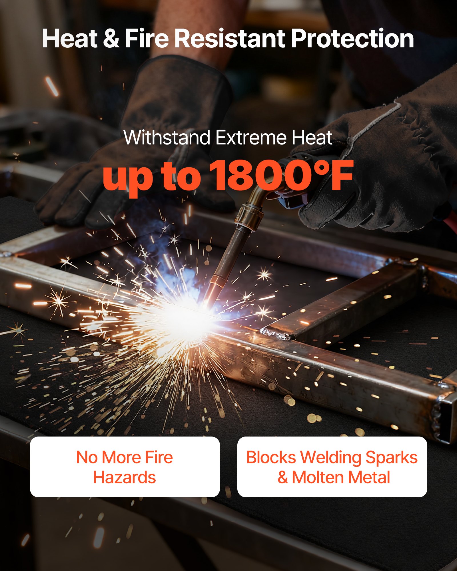 Carbon Felt Welding Blankets, 2-Pack 508mm x 914mm Flame Retardant Welding Blanket, Up to 1800°F Heat Resistant Safety Protection Blanket, 3.5mm Thickened Carbon Fiber Fireproof Insulation Mat - Image 2