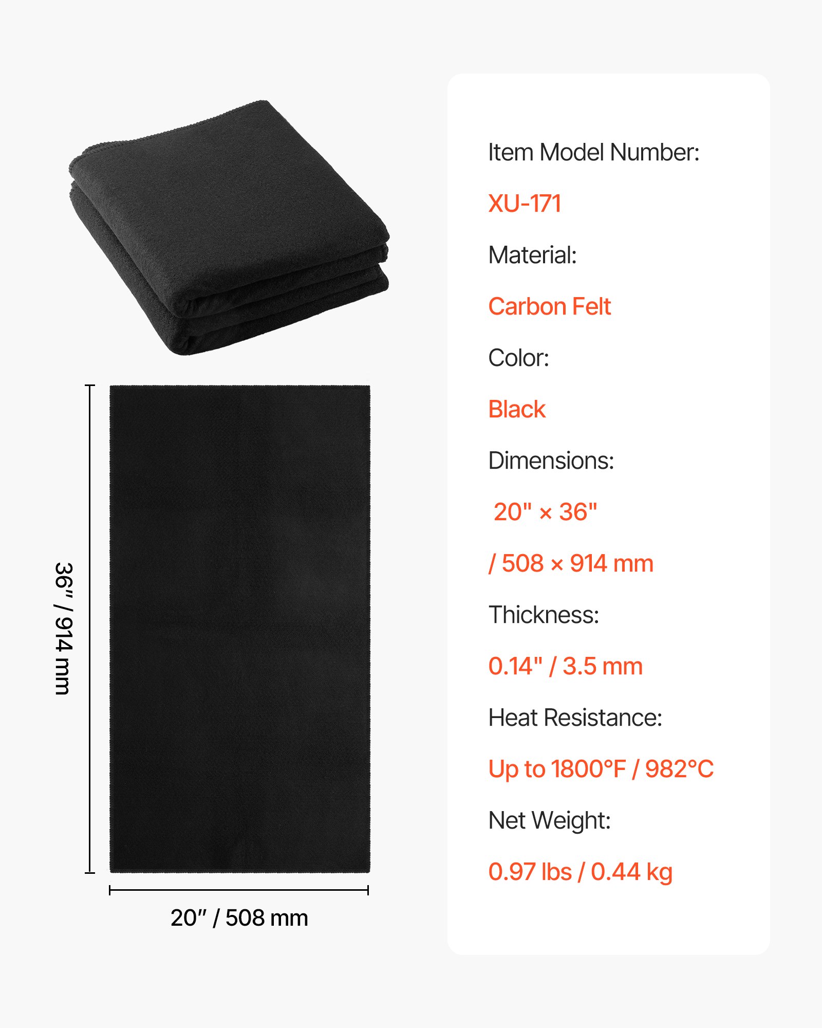 Carbon Felt Welding Blankets, 2-Pack 508mm x 914mm Flame Retardant Welding Blanket, Up to 1800°F Heat Resistant Safety Protection Blanket, 3.5mm Thickened Carbon Fiber Fireproof Insulation Mat - Image 7