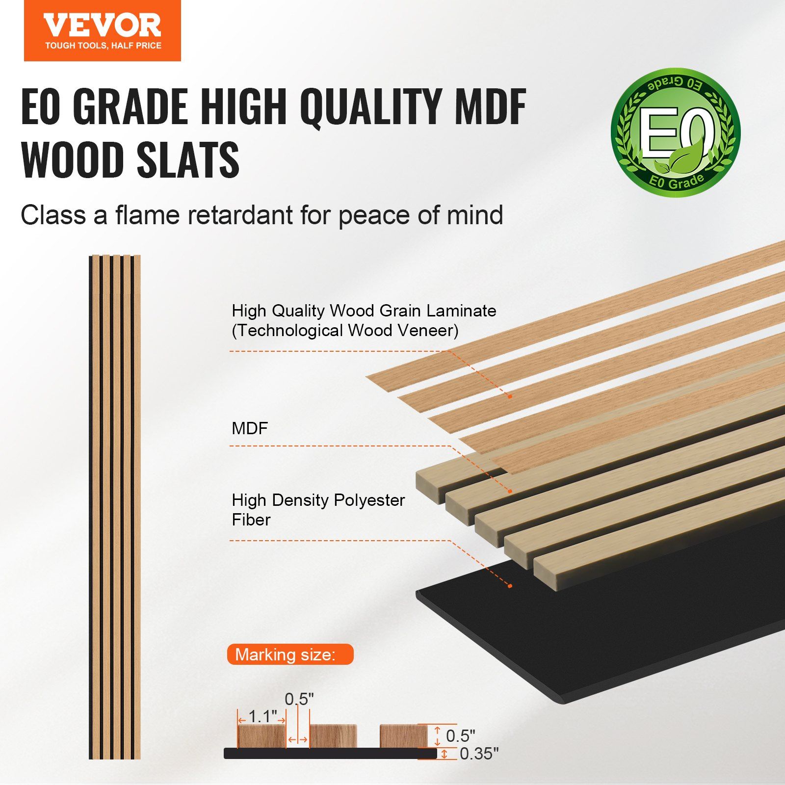 Wood Slat Acoustic Panels, 7.9 x 94.5 inch, MDF Accent Wooden Wall Panels for Modern Interior Wall Decor, Faux Wood Wall Board Panels for Noise Reduction, Light Oak - Image 2