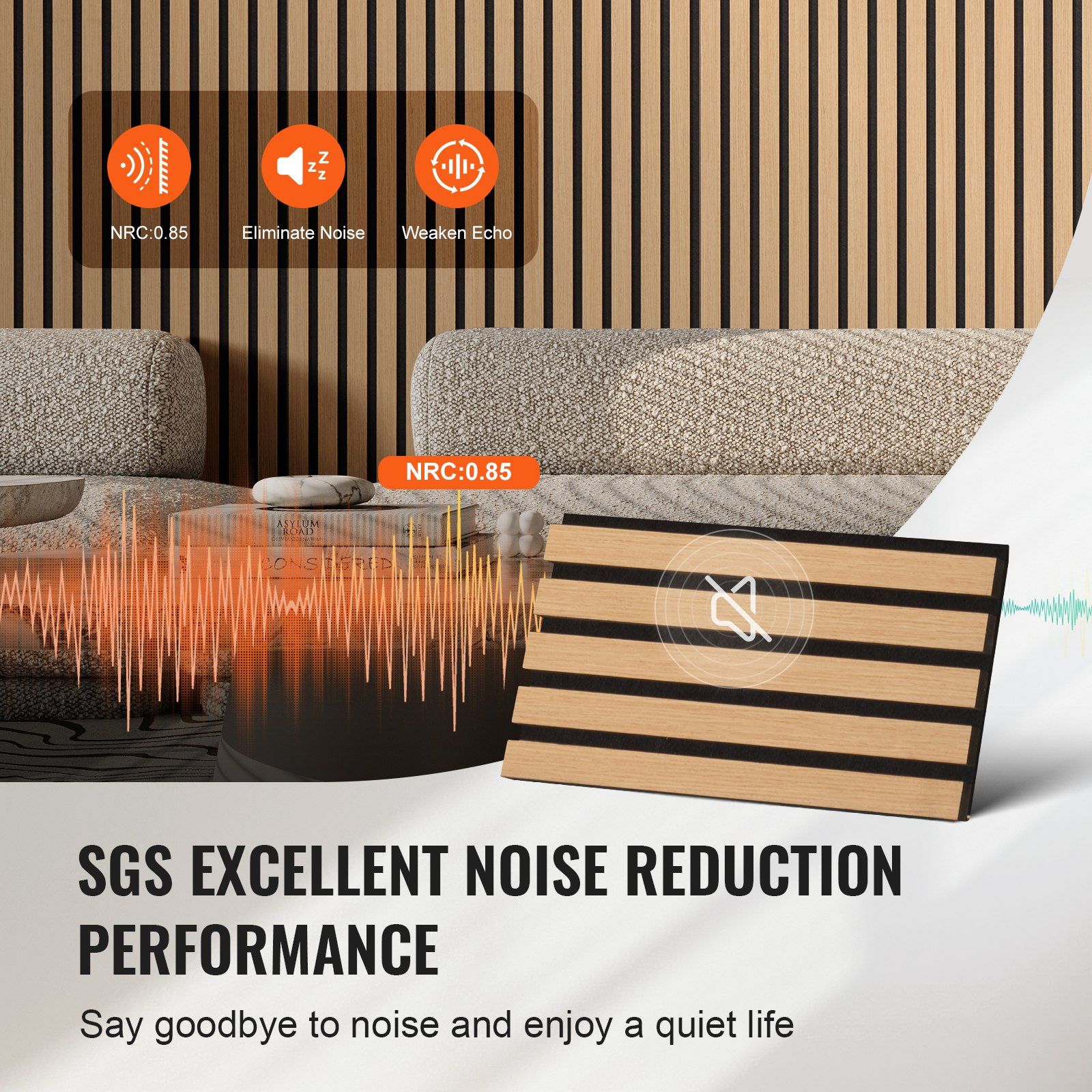Wood Slat Acoustic Panels, 7.9 x 94.5 inch, MDF Accent Wooden Wall Panels for Modern Interior Wall Decor, Faux Wood Wall Board Panels for Noise Reduction, Light Oak - Image 4