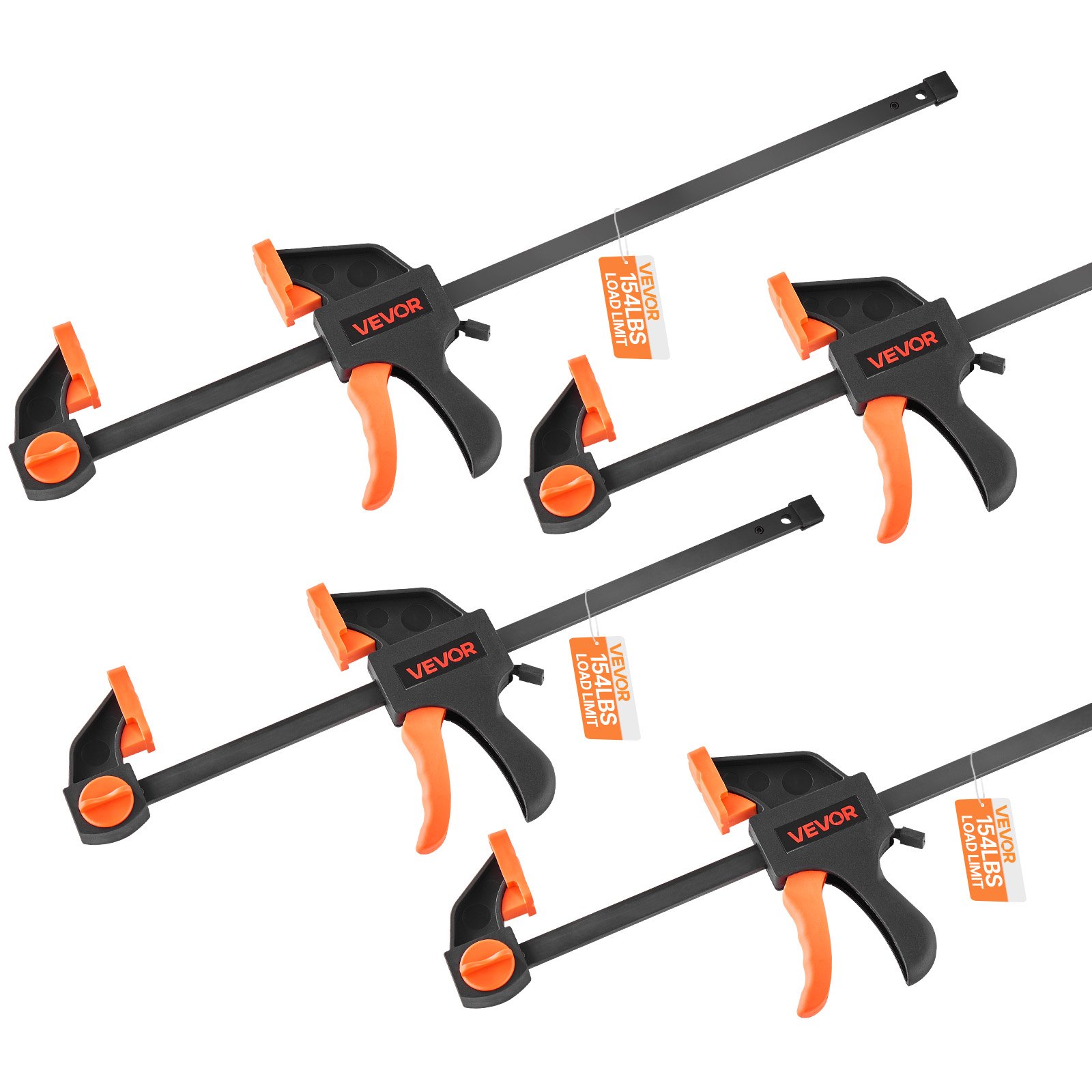 Bar Clamps for Woodworking, 2-Pack 30.48 cm and 2-Pack 15.24 cm, One-Handed Clamp/Spreader, Quick-Grip F-Clamp with 70 kg Load Limit, Premium Plastic and Steel, for Woodworking Metal working - Image 1