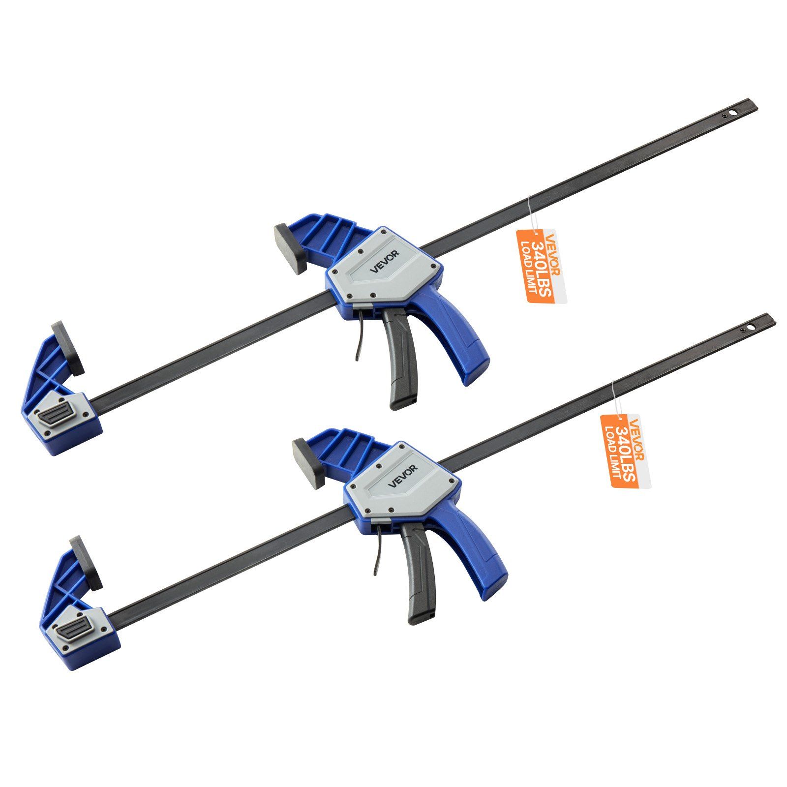 Bar Clamps for Woodworking, 2-Pack 60.96 cm One-Handed Clamp/Spreader, Quick-Grip F-Clamp with 154 kg Load Limit, Premium Plastic and Carbon Steel, for Woodworking Metal working, Blue + Black - Image 1