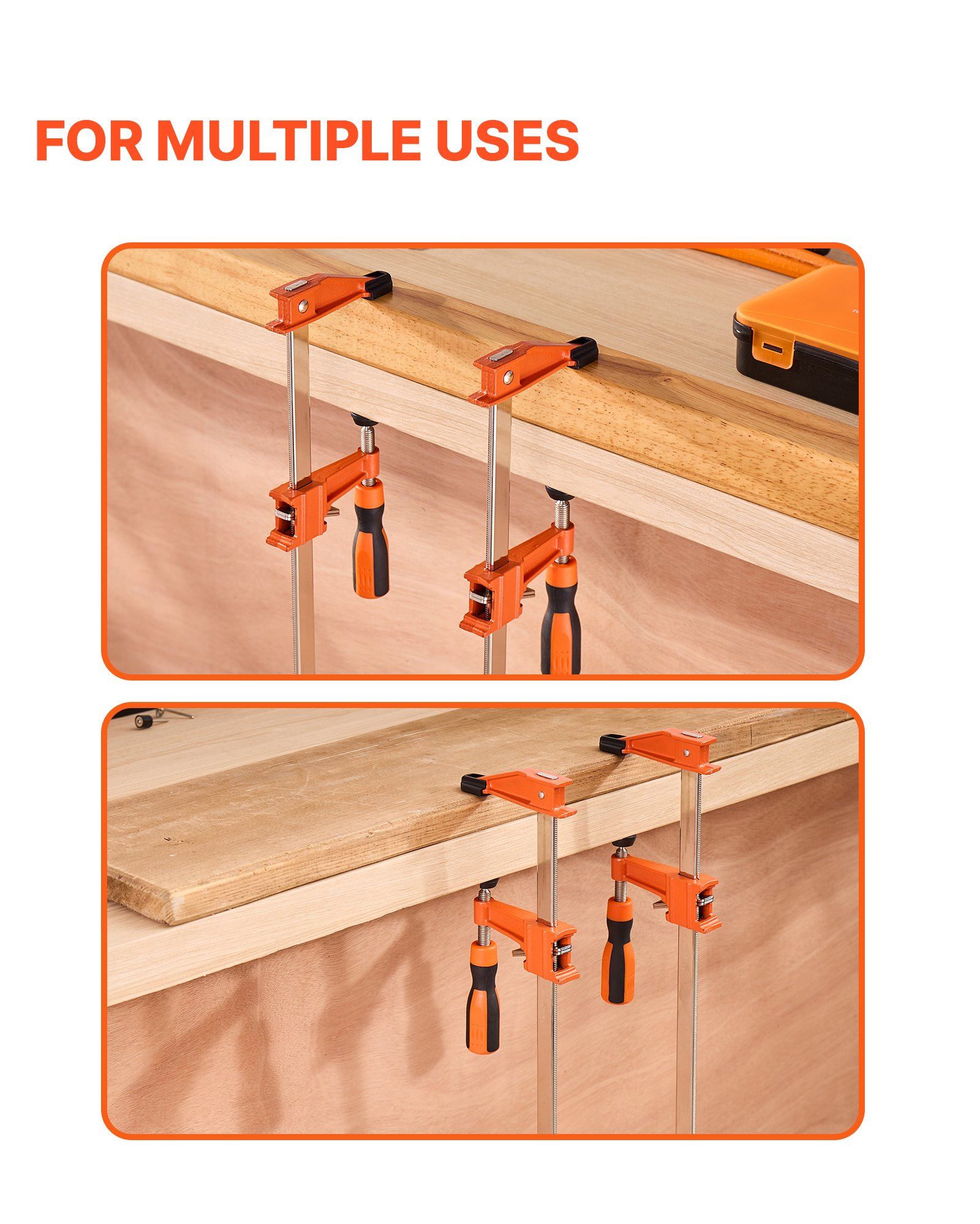 Bar Clamps for Woodworking, 2-Pack 610 mm Opening, Lockable F-Clamp with 272 kg Load Limit, 63.5 mm Depth, Cast Iron and Carbon Steel, Easy to Use, Wood Clamps for Woodworking Metal Working - Image 6
