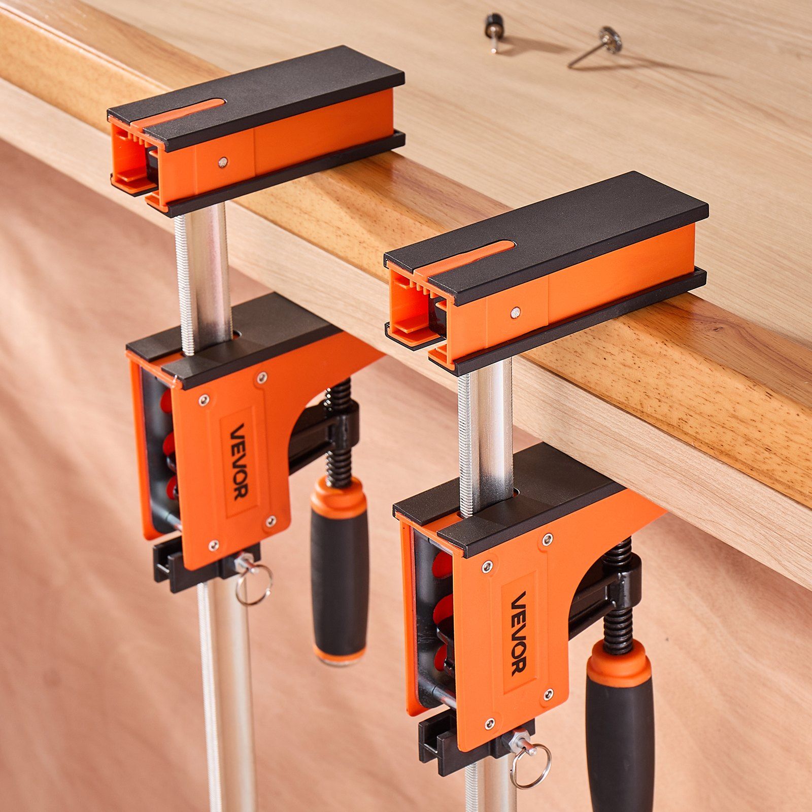 Bar Clamps for Woodworking, 2-Pack 76.2 cm Parallel Clamp Set, F-Clamp with 680 kg Load Limit, Even Pressure, High-strength Plastic and Carbon Steel, for Woodworking Metal Working, Orange - Image 8