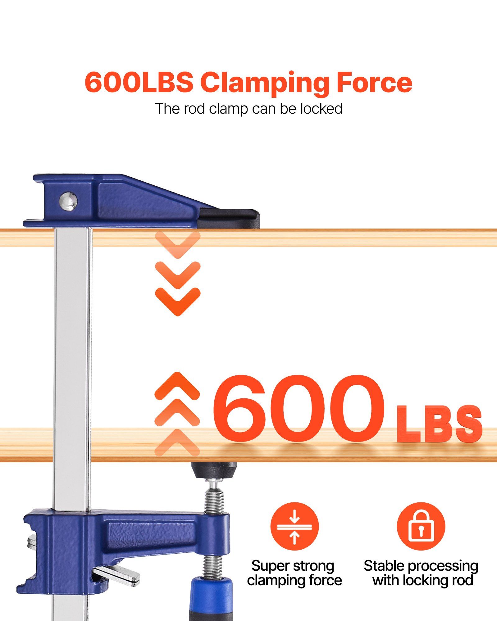 Bar Clamps for Woodworking, 2-Pack 91.4 cm Opening, Lockable F-Clamp with 272 kg Load Limit,63.5 mm Depth, Cast Iron and Carbon Steel, Easy to Use, Wood Clamps for Woodworking Metal Working - Image 4