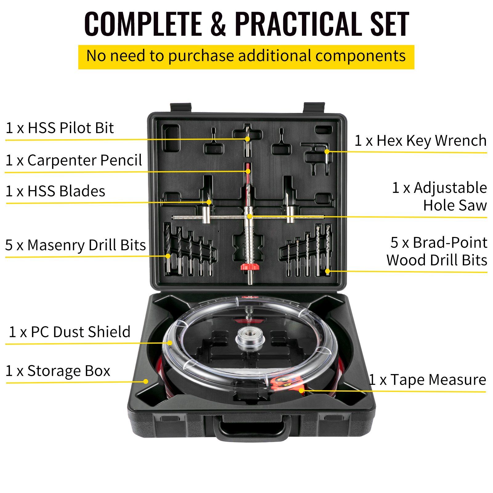 Adjustable Hole Saw Cutter Kit, 1-5/8