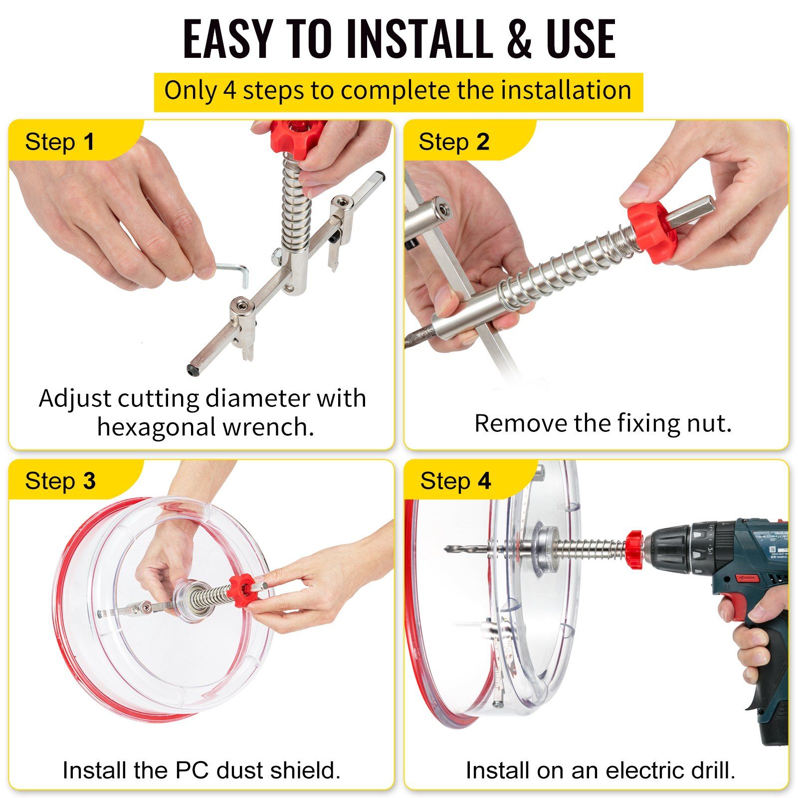 Adjustable Hole Saw Cutter Kit, 1-5/8
