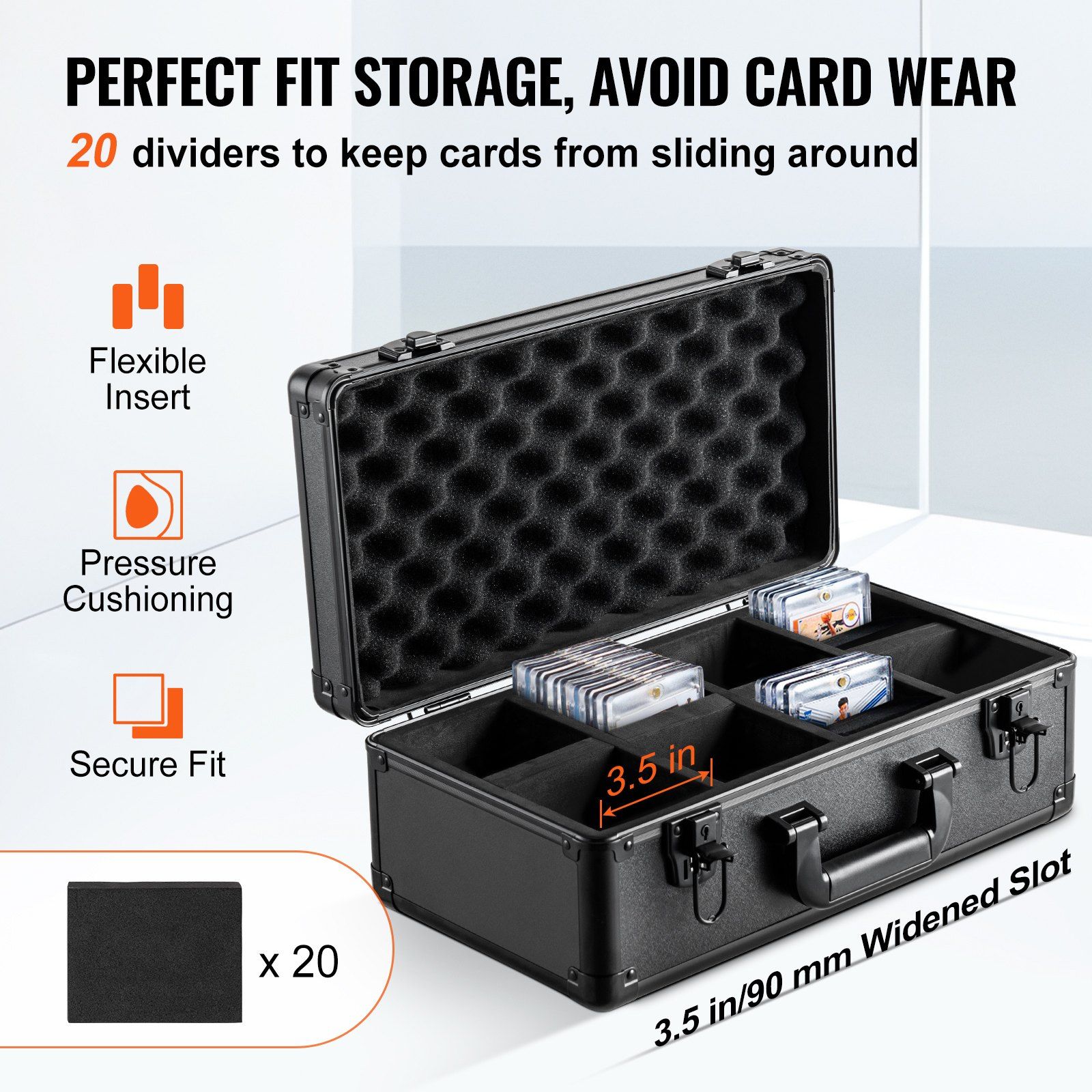 Graded Card Storage Box, 4 Slots, Graded Sports Cards Holder Carrying Case with Key Lock Foam Dividers, for 96 PSA Graded Cards 68 BGS Cards 76 SGC Cards 348 Top Loaders or 999+ Loose Cards - Image 3