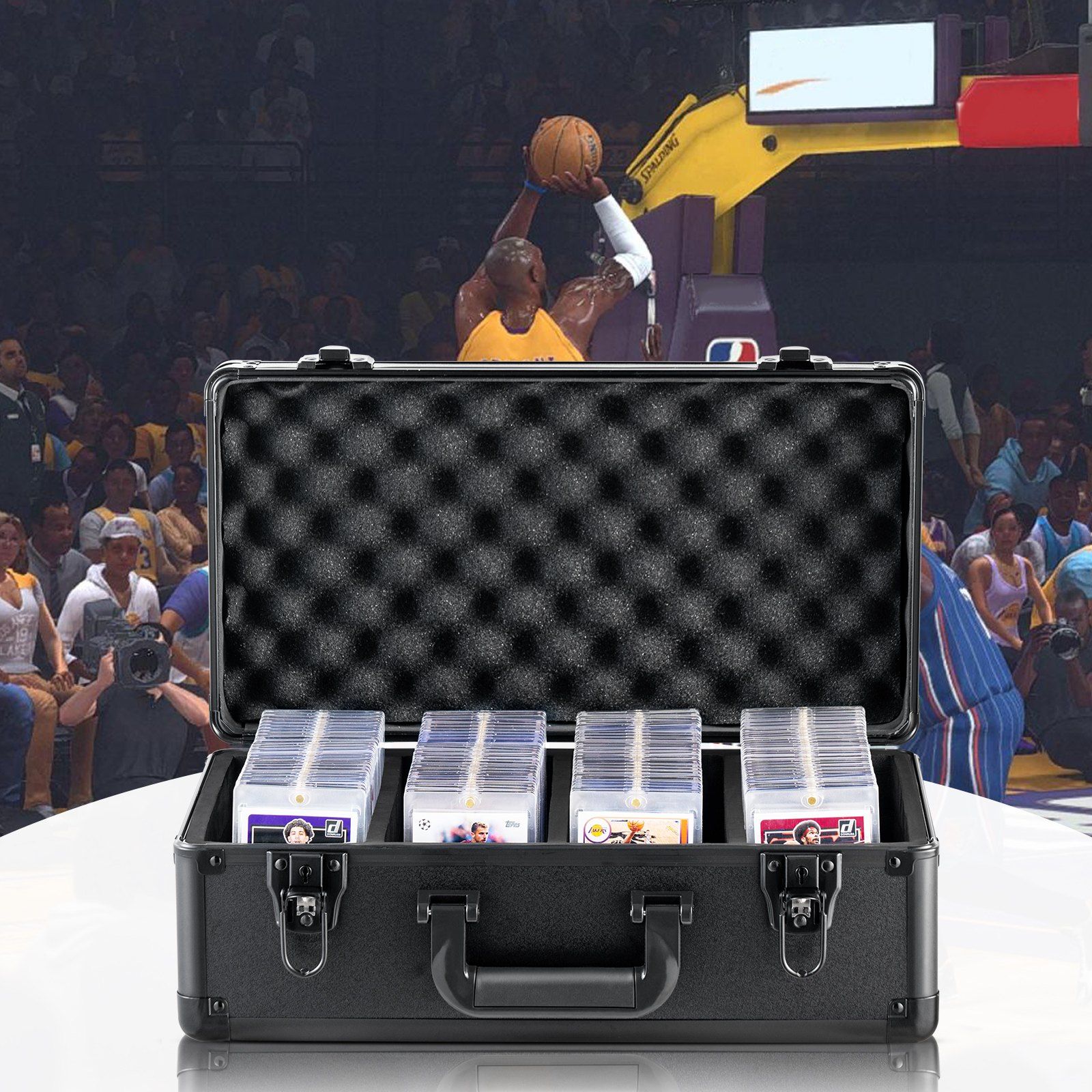 Graded Card Storage Box, 4 Slots, Graded Sports Cards Holder Carrying Case with Key Lock Foam Dividers, for 96 PSA Graded Cards 68 BGS Cards 76 SGC Cards 348 Top Loaders or 999+ Loose Cards - Image 8