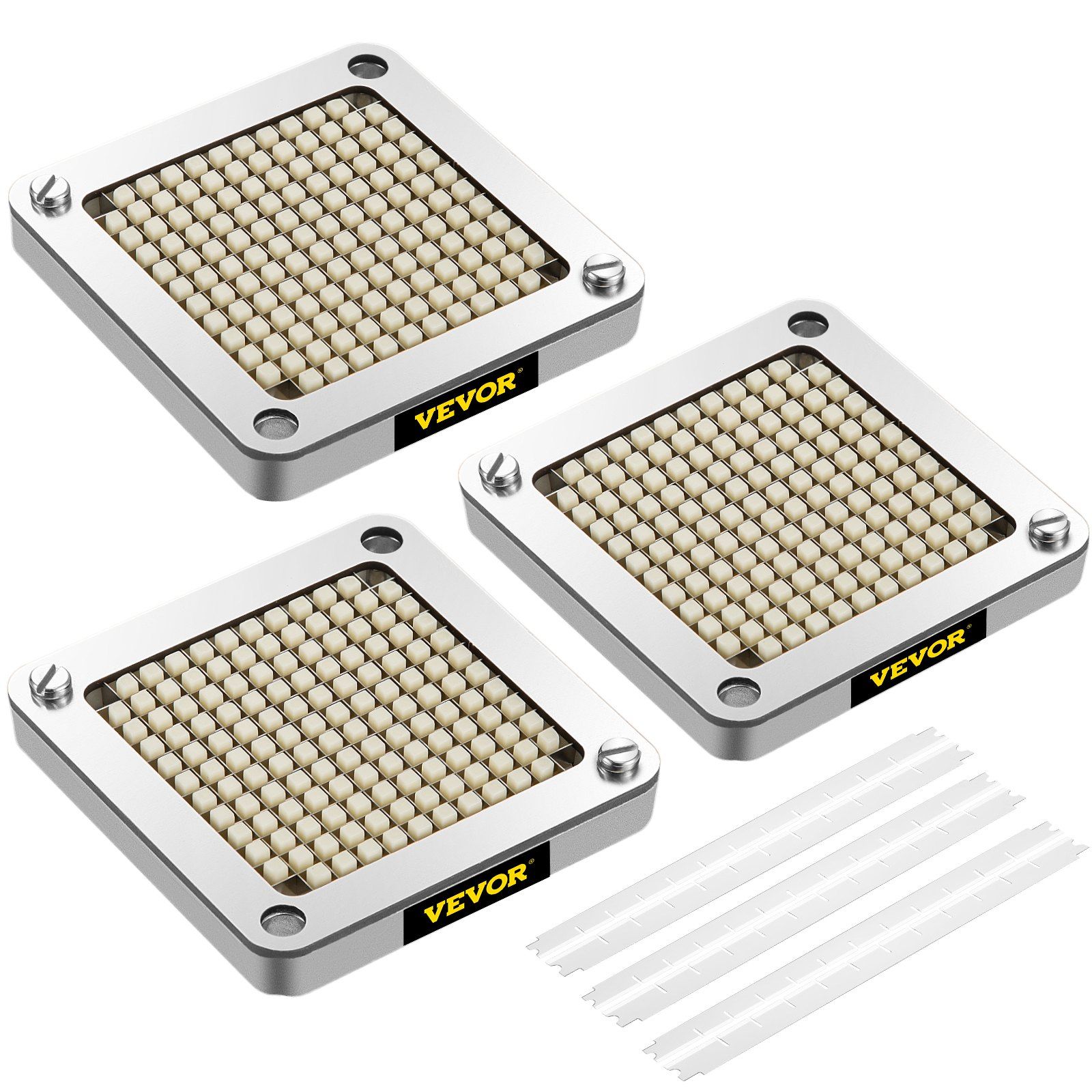 Replacement Chopper Blade, 1/4 inch, 3 PCS French Fry Blade Assembly with 6 Extra Knives, Stainless Steel Dicer Parts and Push Block for Cutting Potatoes Carrots Onions Cucumbers Mushrooms - Image 1