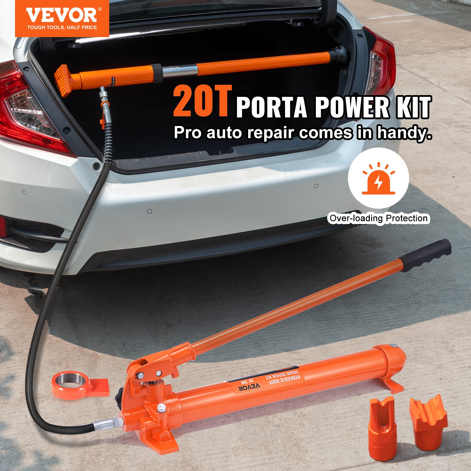 20 Ton Porta Power Kit, Portable Hydraulic Jack with 4.6 ft/1.4 m Oil Hose, Car Frame Repair Tool with Storage Case for Automotive, Heavy Equipment, Mechanic (44000 LBS) - Image 2