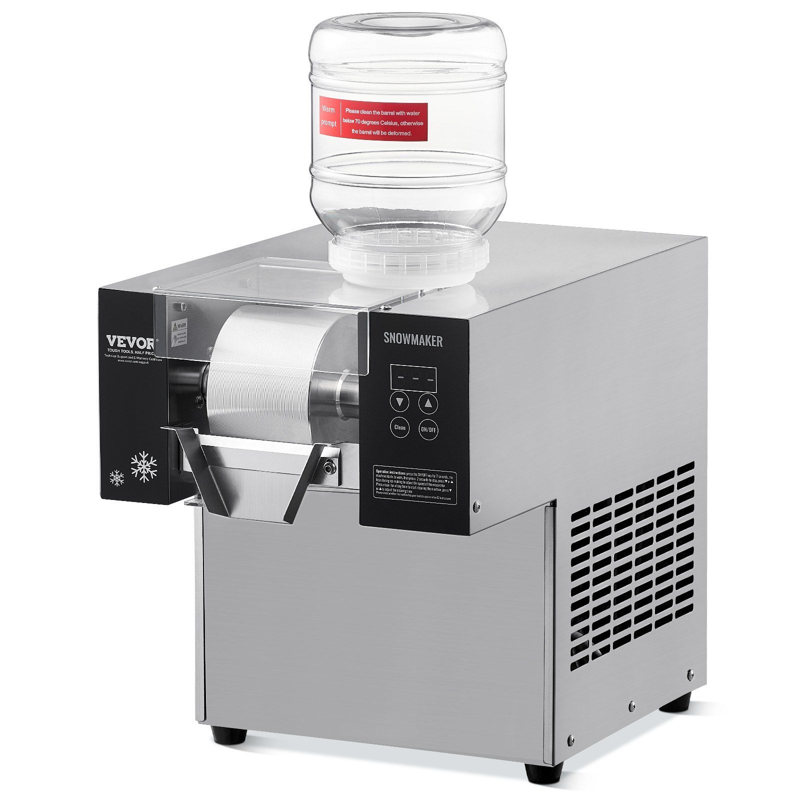 Commercial Snowflake Ice Machine, 176.4LBS/24H Snowflake Ice Maker, Stainless Steel Ice Shaver Machine, Electric Snow Cone Maker, Air Cooling System for Rapid Heat Dissipation, for Bakery, Cafe - Image 1