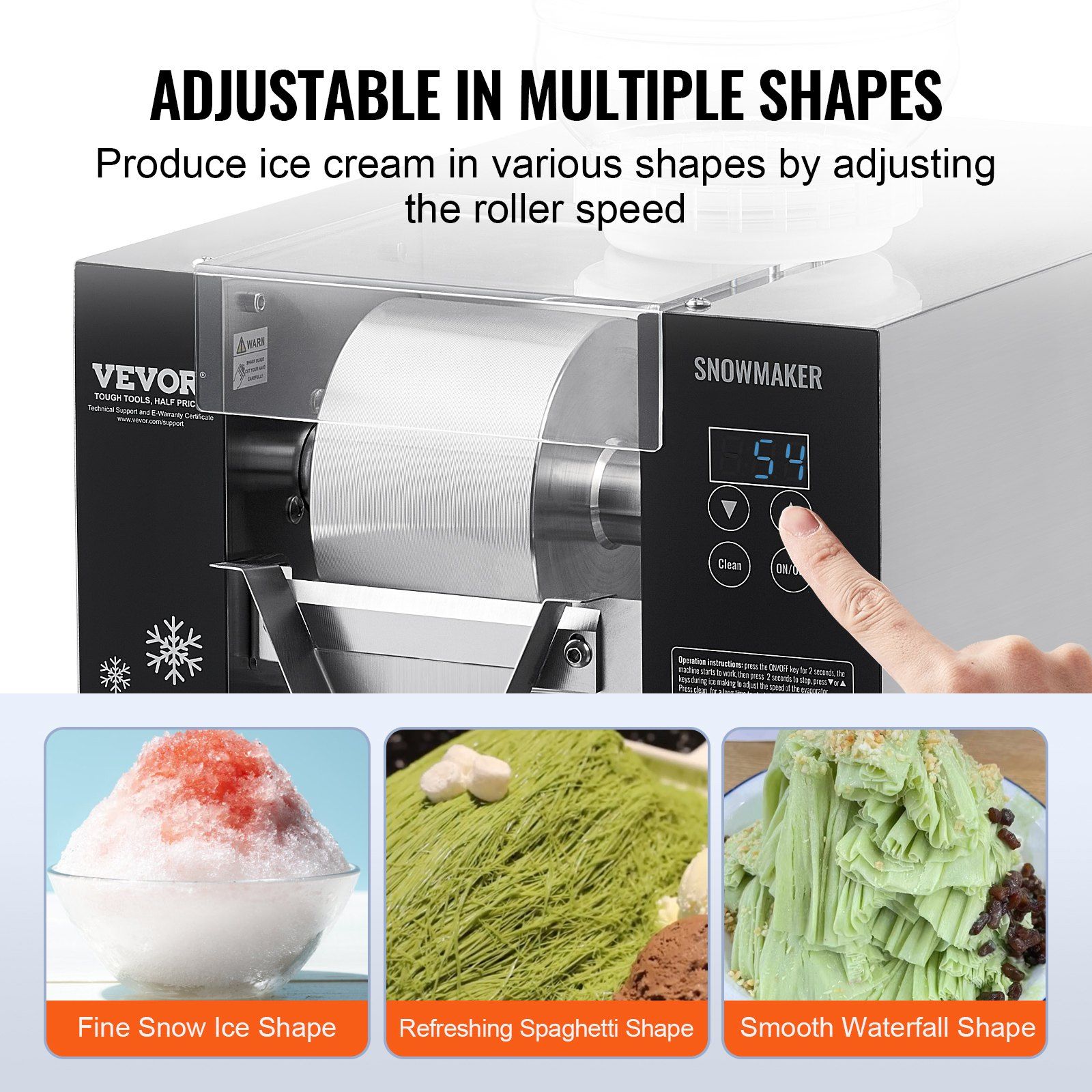 Commercial Snowflake Ice Machine, 176.4LBS/24H Snowflake Ice Maker, Stainless Steel Ice Shaver Machine, Electric Snow Cone Maker, Air Cooling System for Rapid Heat Dissipation, for Bakery, Cafe - Image 3