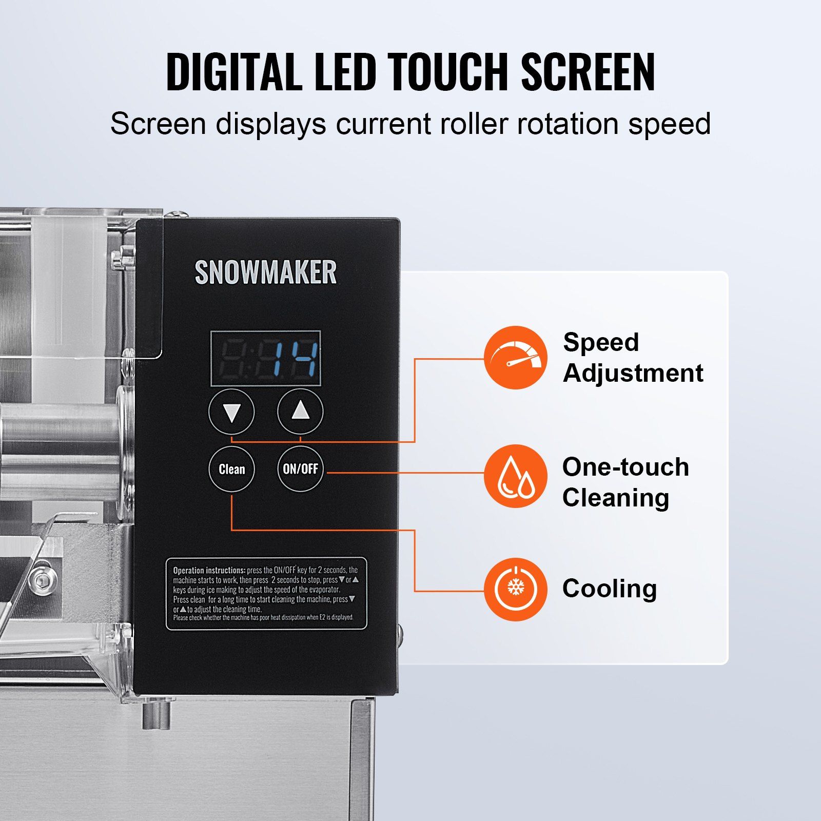 Commercial Snowflake Ice Machine, 176.4LBS/24H Snowflake Ice Maker, Stainless Steel Ice Shaver Machine, Electric Snow Cone Maker, Air Cooling System for Rapid Heat Dissipation, for Bakery, Cafe - Image 4