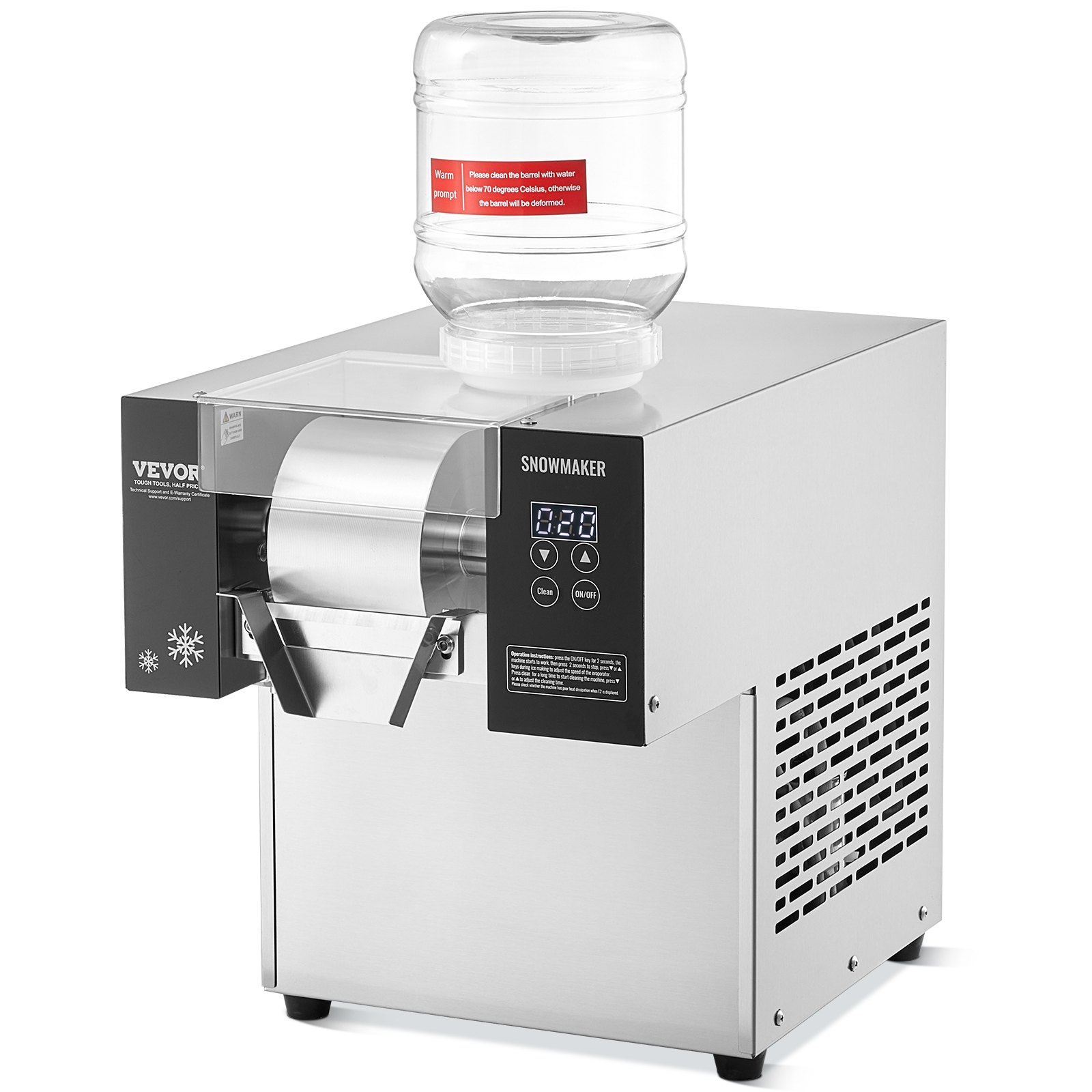 Commercial Snowflake Ice Machine, 276LBS/24H Snowflake Ice Maker, Stainless Steel Ice Shaver Machine, Electric Snow Cone Maker, Air Cooling System for Rapid Heat Dissipation, for Bakery, Cafe - Image 1