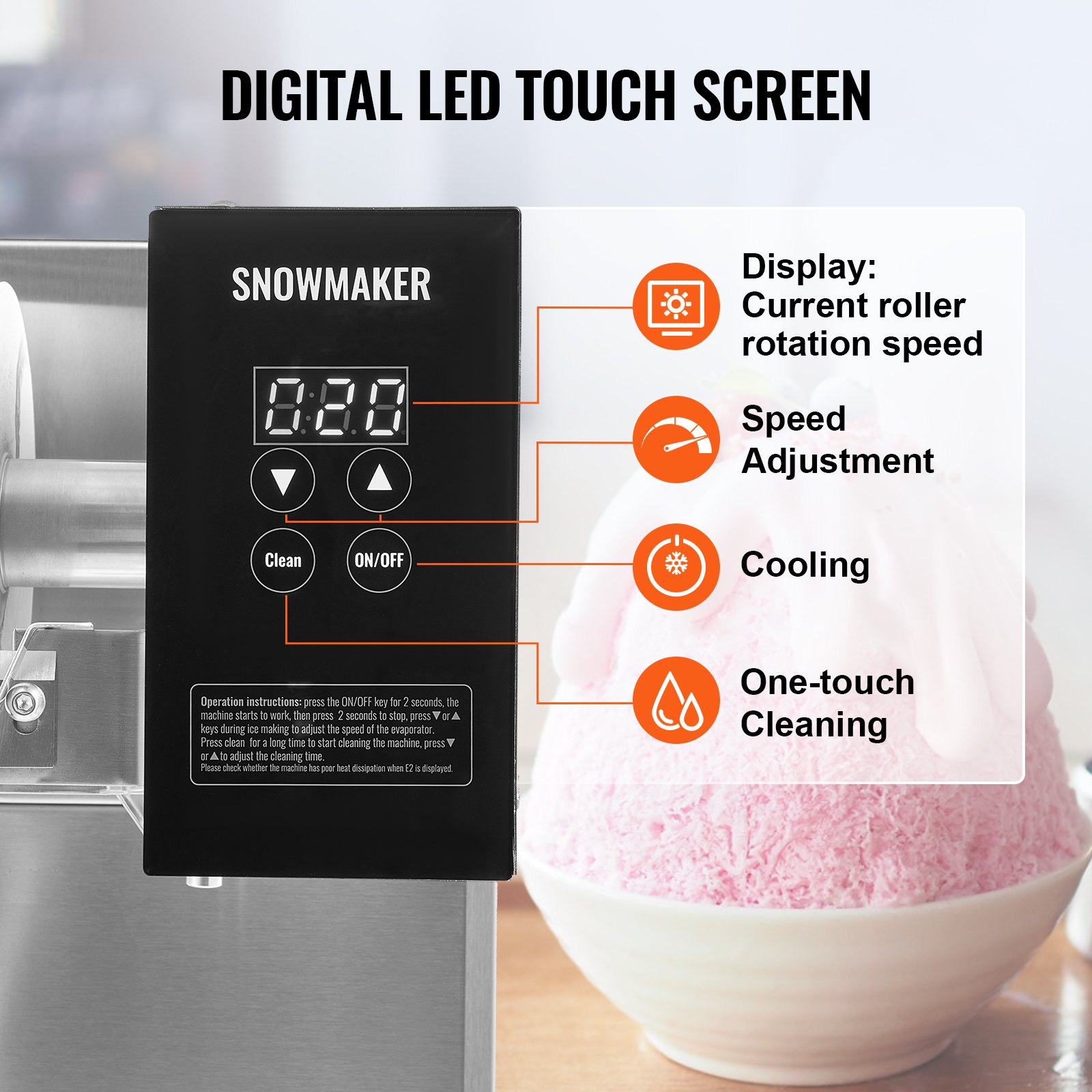 Commercial Snowflake Ice Machine, 276LBS/24H Snowflake Ice Maker, Stainless Steel Ice Shaver Machine, Electric Snow Cone Maker, Air Cooling System for Rapid Heat Dissipation, for Bakery, Cafe - Image 4