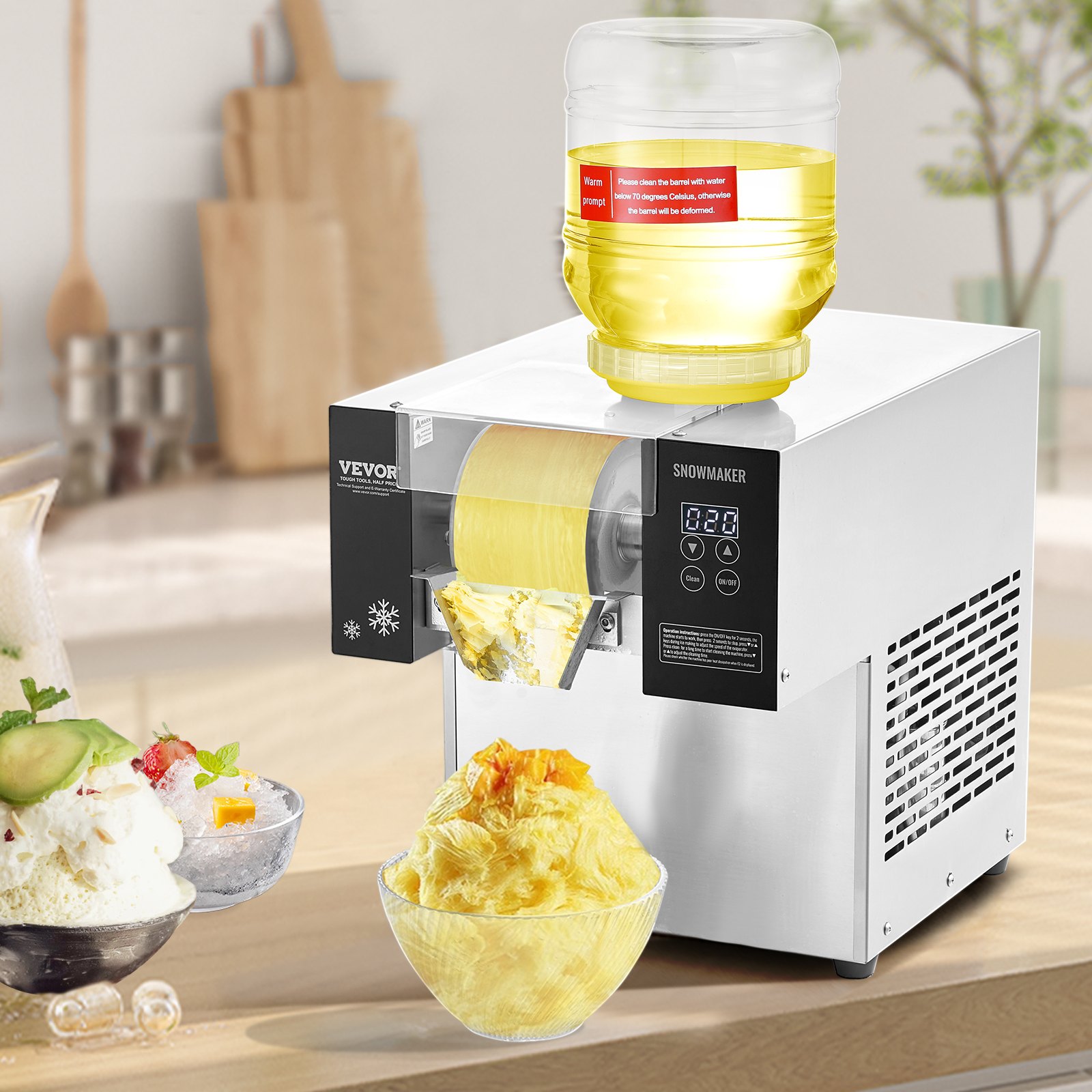 Commercial Snowflake Ice Machine, 276LBS/24H Snowflake Ice Maker, Stainless Steel Ice Shaver Machine, Electric Snow Cone Maker, Air Cooling System for Rapid Heat Dissipation, for Bakery, Cafe - Image 8
