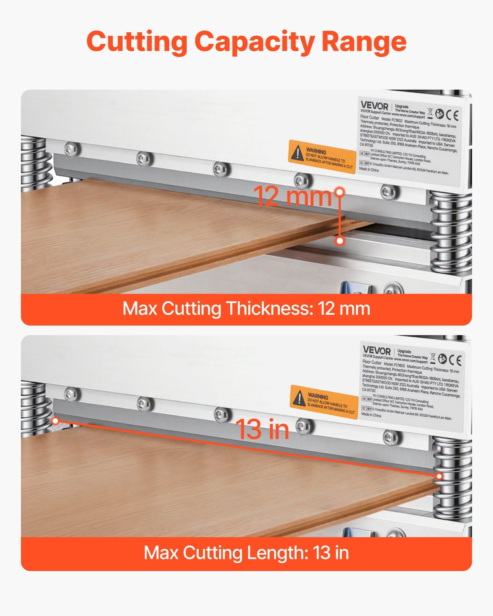 330mm Vinyl Floor Cutter, 12mm Thick Laminate Flooring Cutter with 15°/30°/45° Adjustable Angle Settings, Flexible Wheels, Telescoping Handle, Cuts Certain Engineered Wood, LVT,VCT,SPC,LVP,WPC - Image 2