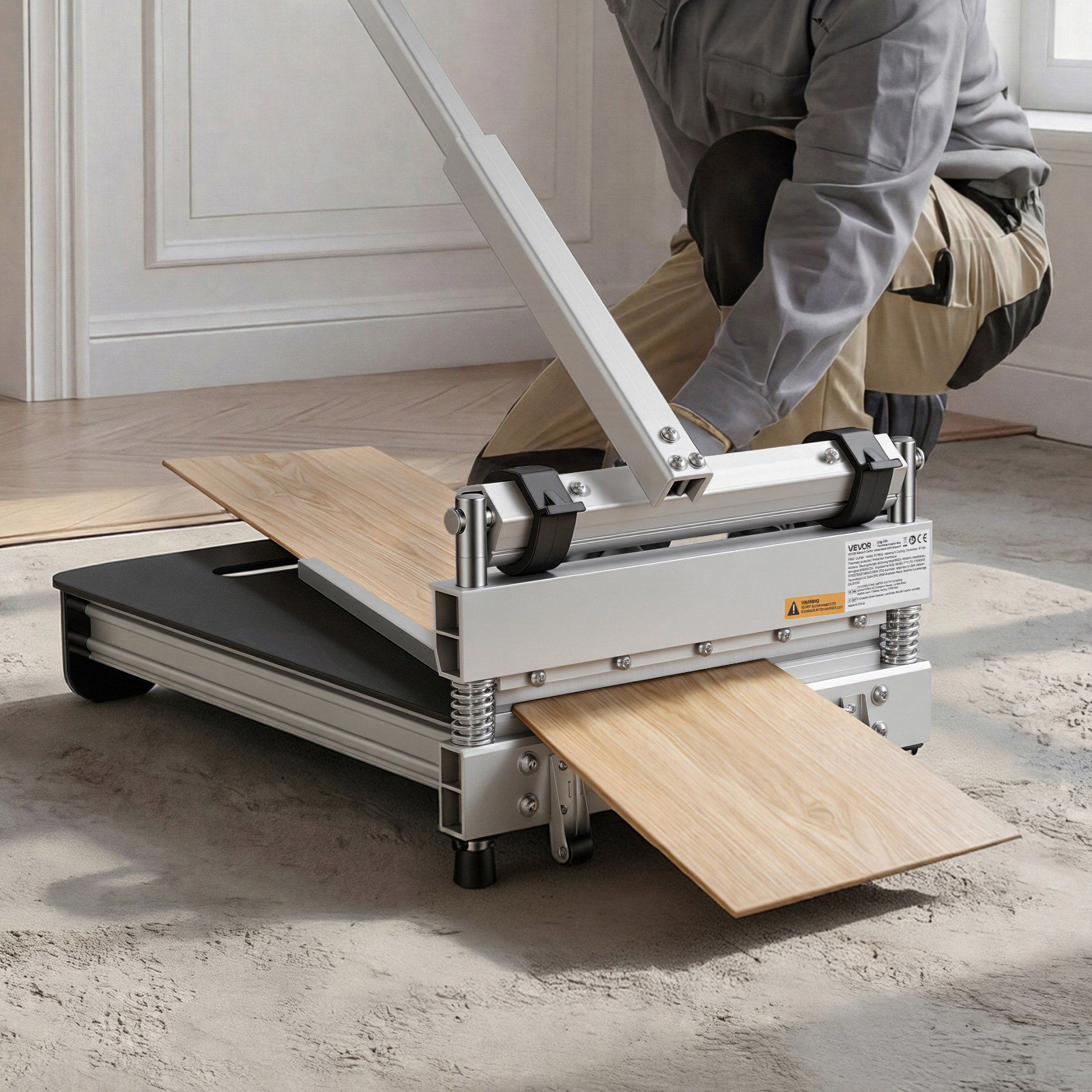330mm Vinyl Floor Cutter, 12mm Thick Laminate Flooring Cutter with 15°/30°/45° Adjustable Angle Settings, Flexible Wheels, Telescoping Handle, Cuts Certain Engineered Wood, LVT,VCT,SPC,LVP,WPC - Image 8