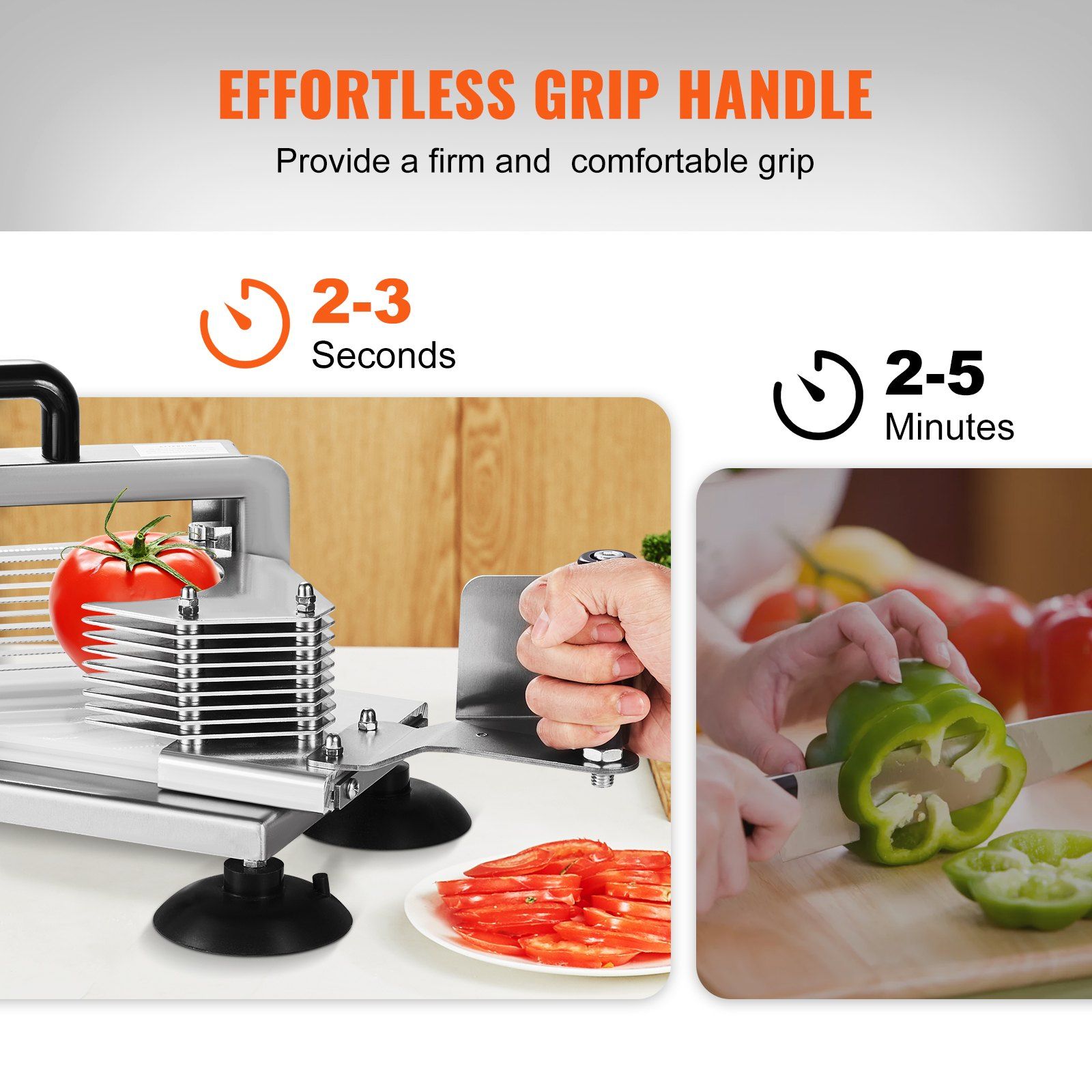 Commercial Tomato Slicer, 1/4 inch Tomato Cutter Slicer, Stainless Steel Heavy Duty Tomato Slicer Machine, Manual Tomato Slicer with Non-slip Feet, for Cutting Tomatoes, Cucumbers, Bananas - Image 3