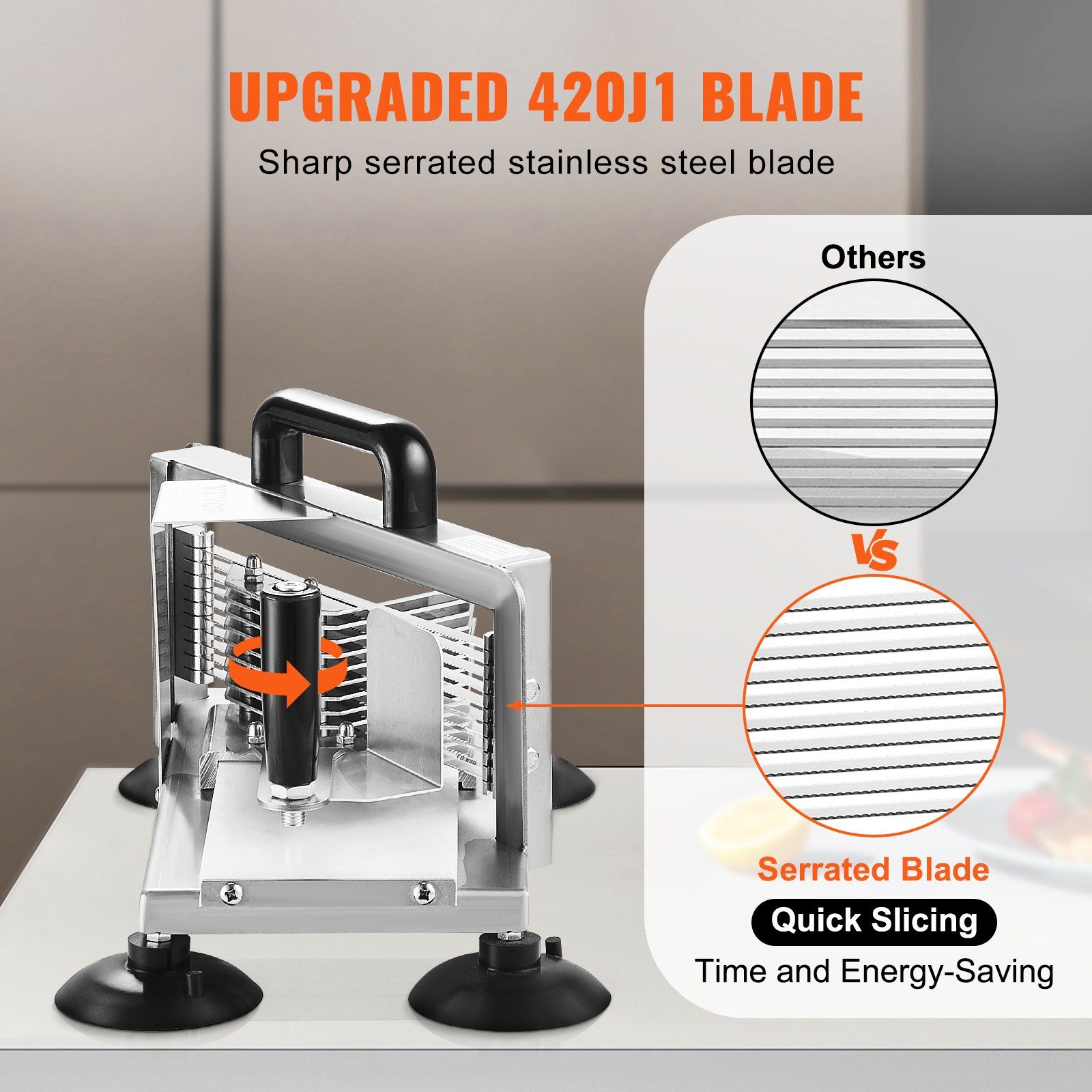 Commercial Tomato Slicer, 1/4 inch Tomato Cutter Slicer, Stainless Steel Heavy Duty Tomato Slicer Machine, Manual Tomato Slicer with Non-slip Feet, for Cutting Tomatoes, Cucumbers, Bananas - Image 4